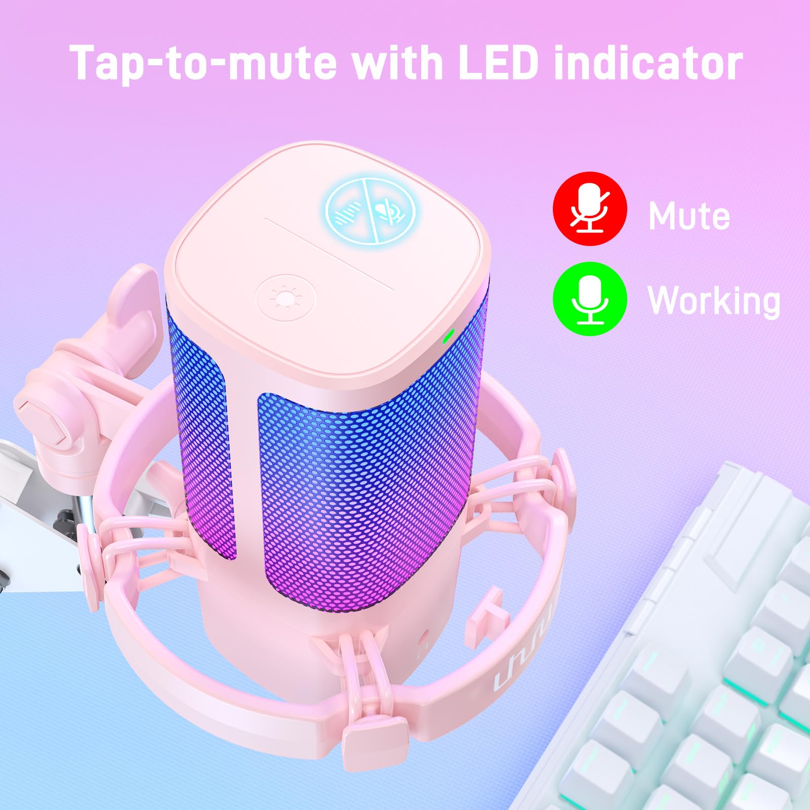 Uhuru Gaming Usb Microphone For Pc: Streaming Computer Mic With Noise Cancellation   Condenser Mic With Controllable Rgb For Gam