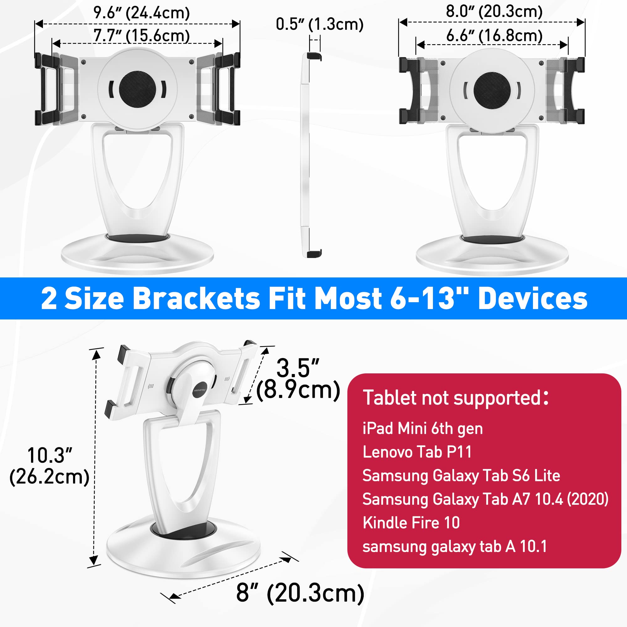Desklogics Ipad Stand For Desk, Tablet Holder   6 Inch To 13 Inch   Stable, Adjustable   360 Swivel Angle Pen Phone Ipad Stand F