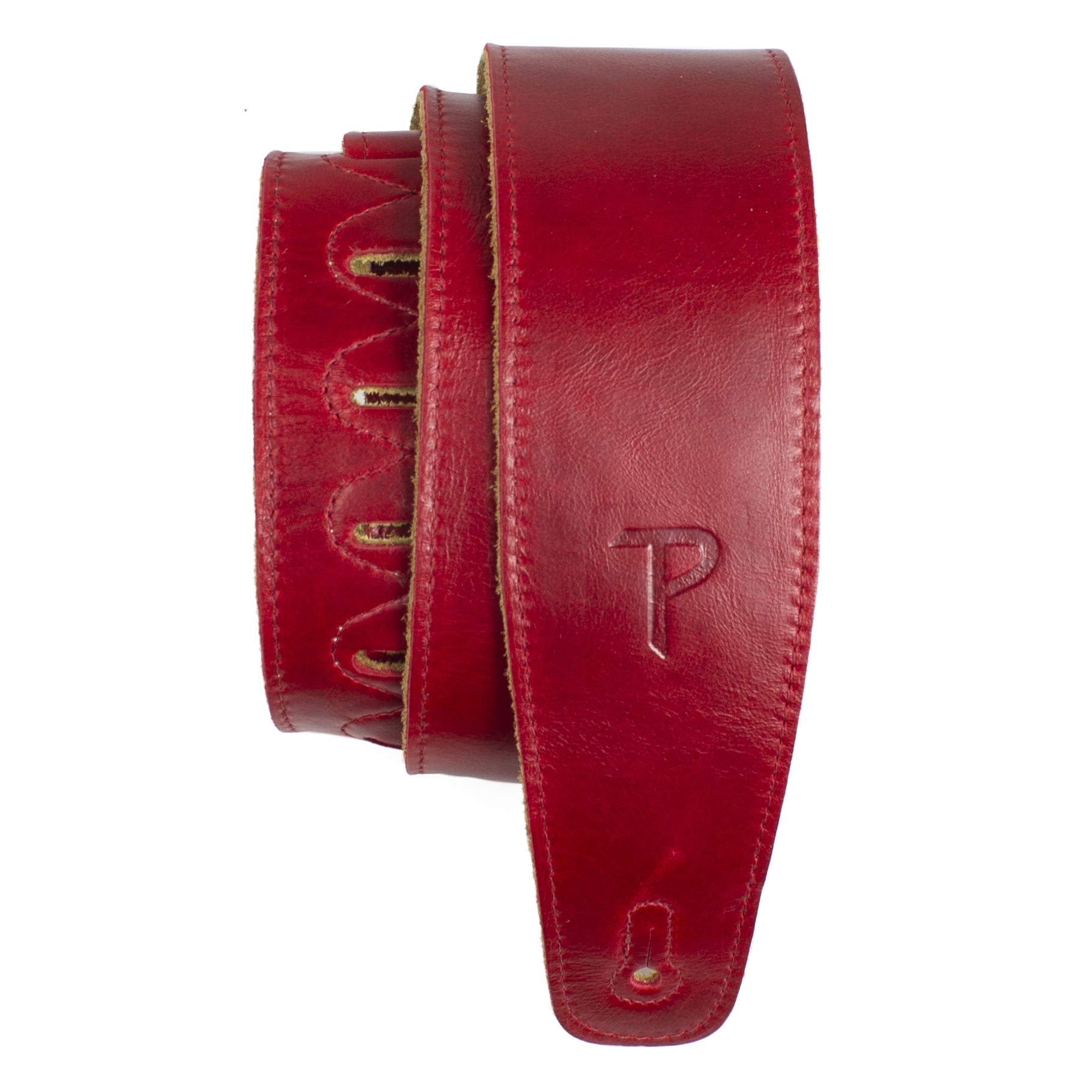 Perri'S Leathers, Leather Guitar Strap With Super Soft Suede Backing, Cherry Red, Anti Slip, Classic, Suitable For Each Level, A