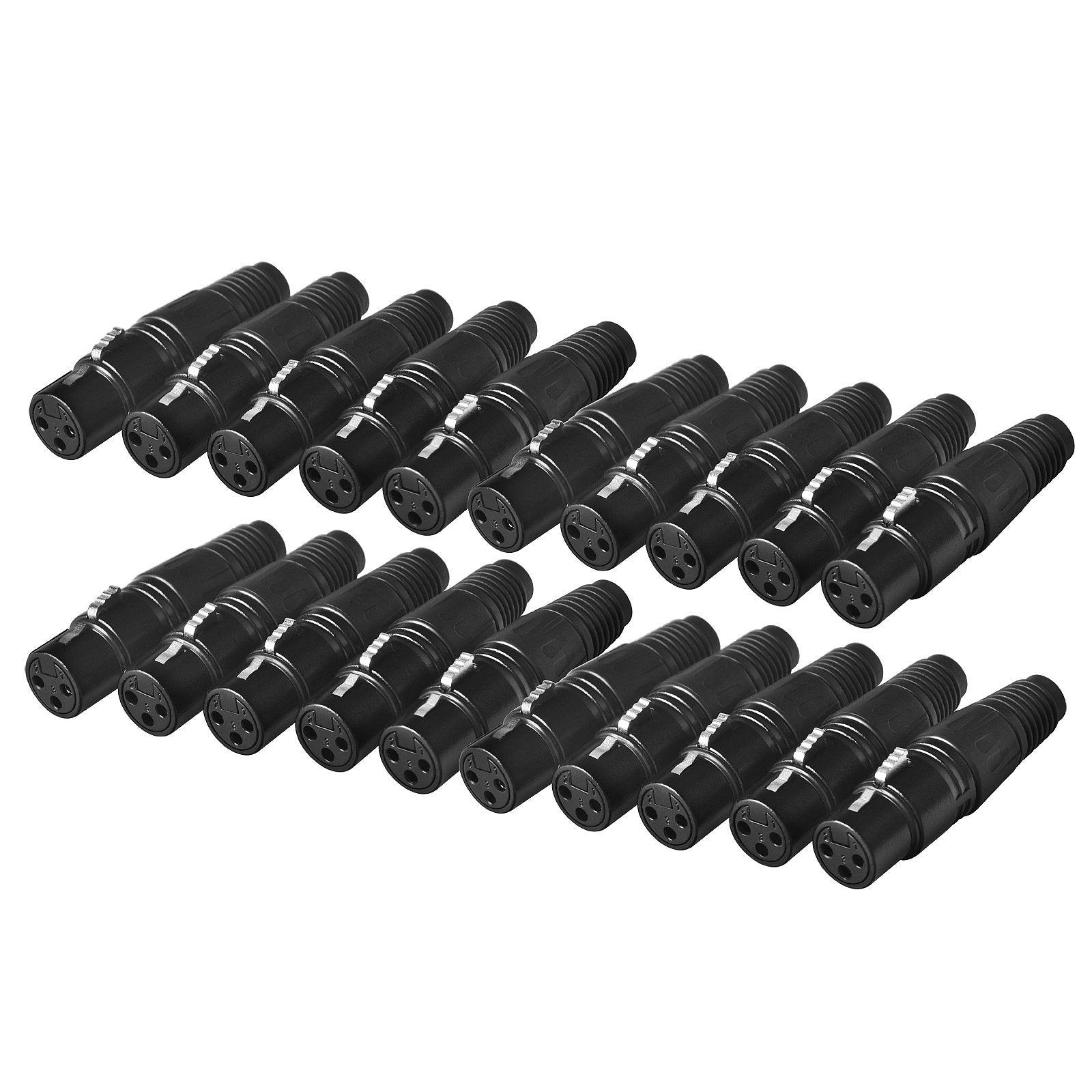 Eoere 20 Pack Dmx 3 Pin Xlr Connectors Female Microphone Mic Cable Plug Connector Audio Socket