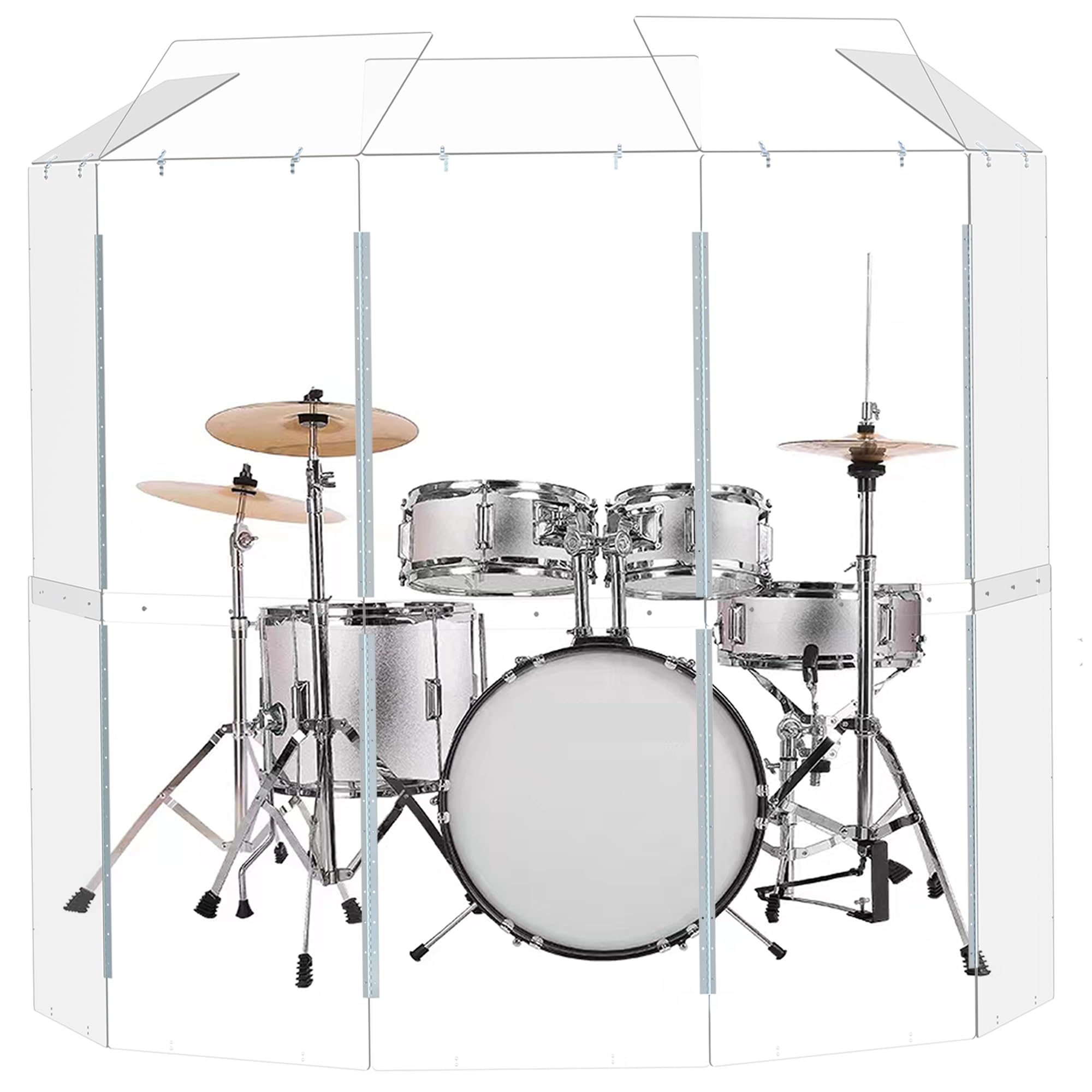 Portable Drum Shield. Converts to 2ftx6ft. Full-Length Stainless Steel Hinges. Drum Cage for Home, Church, Practice & Performanc
