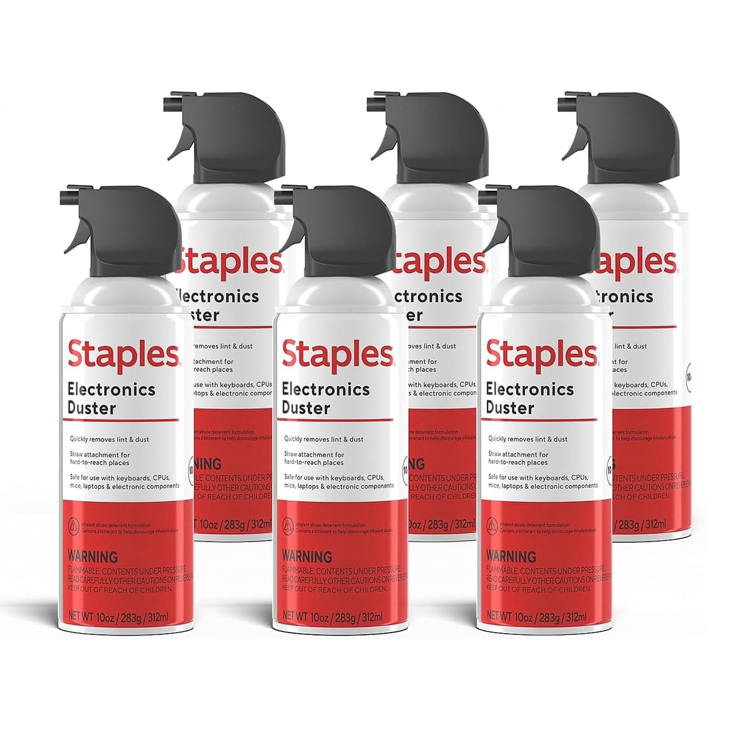 Staples Electronics Air Dusters, Canned Compressed Air Duster Cans (6 Pack)