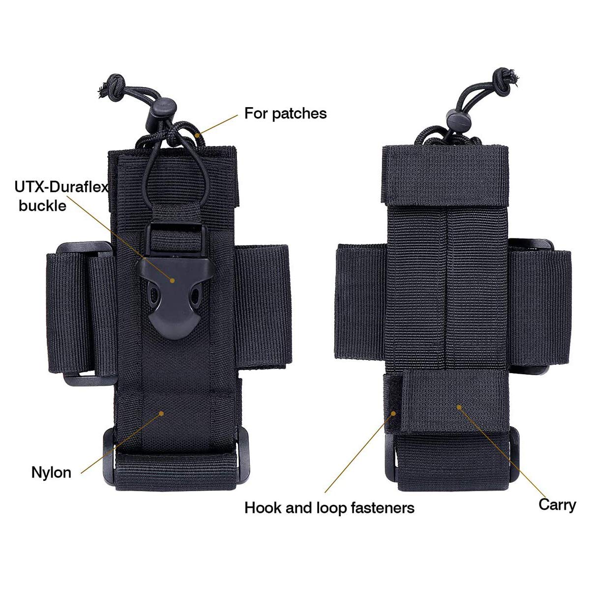 Tactical Radio Holder Radio Case Molle Radio Pouch Military Heavy Duty Radios Holster Bag For Two Ways Walkie Talkie Compatible With Bags/Packs/Duffels By Luiton (Black)