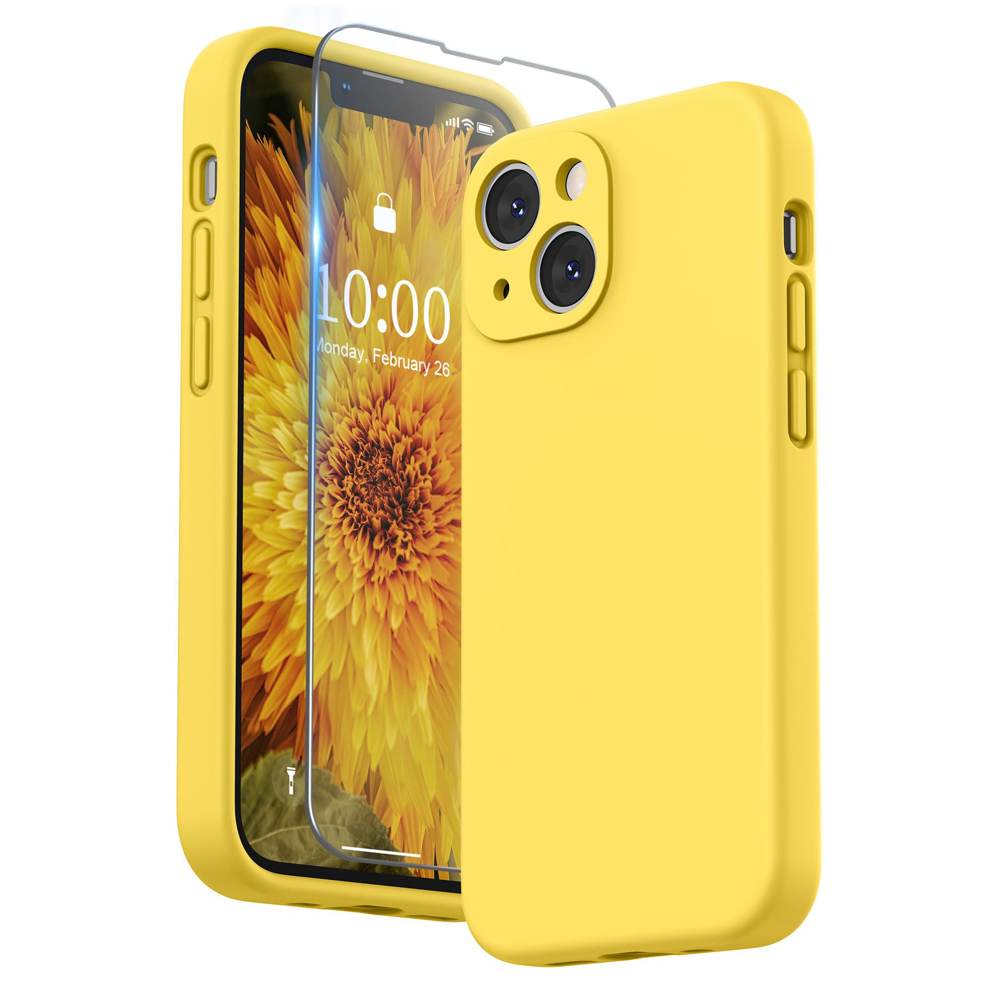 Surphy Compatible With Iphone 13 Mini Case With Screen Protector, (Camera Protection + Soft Microfiber Lining) Liquid Silicone P