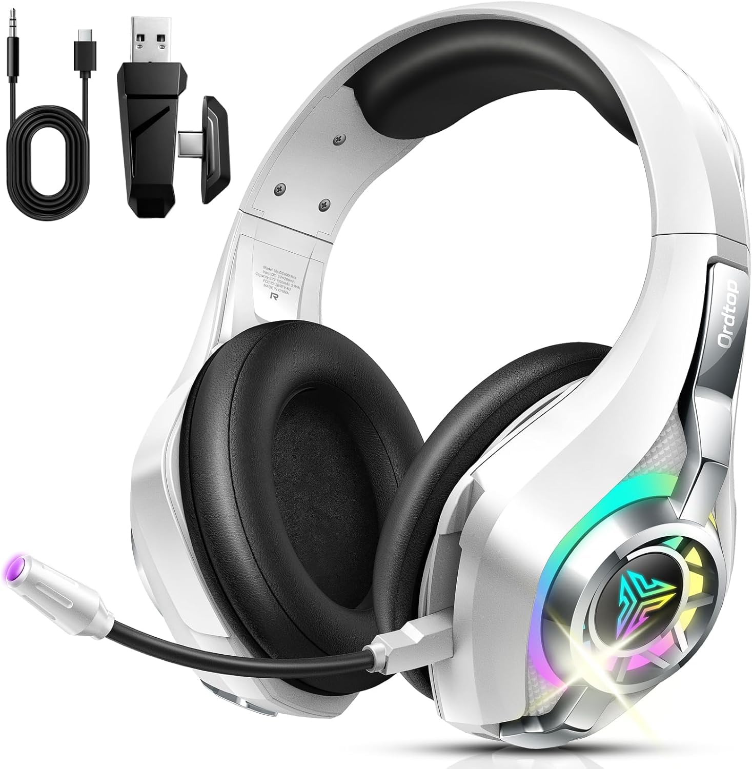 2.4GHz Wireless Gaming Headsets for PS5/PS4/Switch, New RGB Bluetooth 5.4 Noise Cancelling Gaming Headphones with 7.1 Surround S
