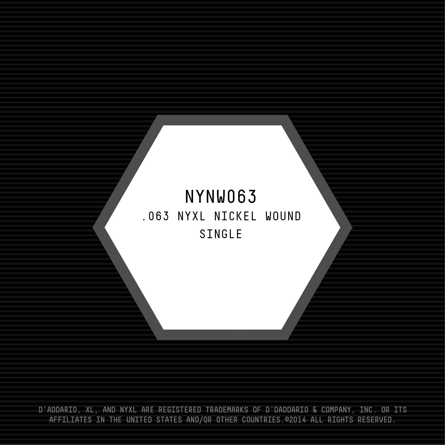 Daddario Nyxl Nickel Wound Electric Guitar Single String, .063