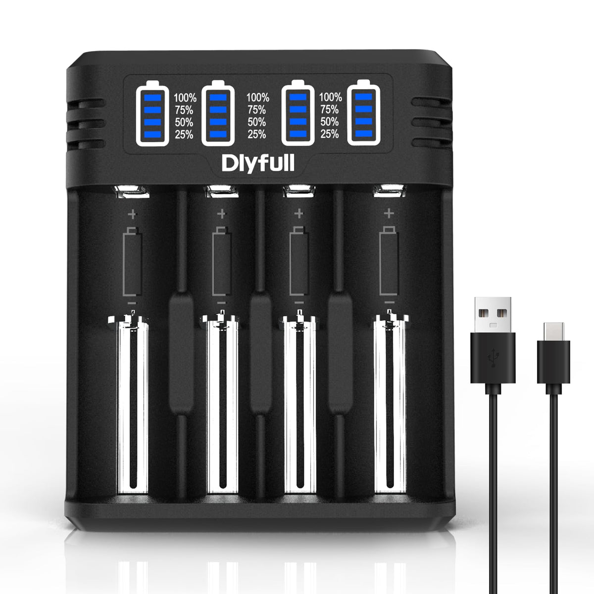Dlyfull 18650 Battery Charger, Fast Universal Charger For 3.7V Li Ion Imr Inr Icr 21700 10340 17335 17670 18500 18700 20700 2665