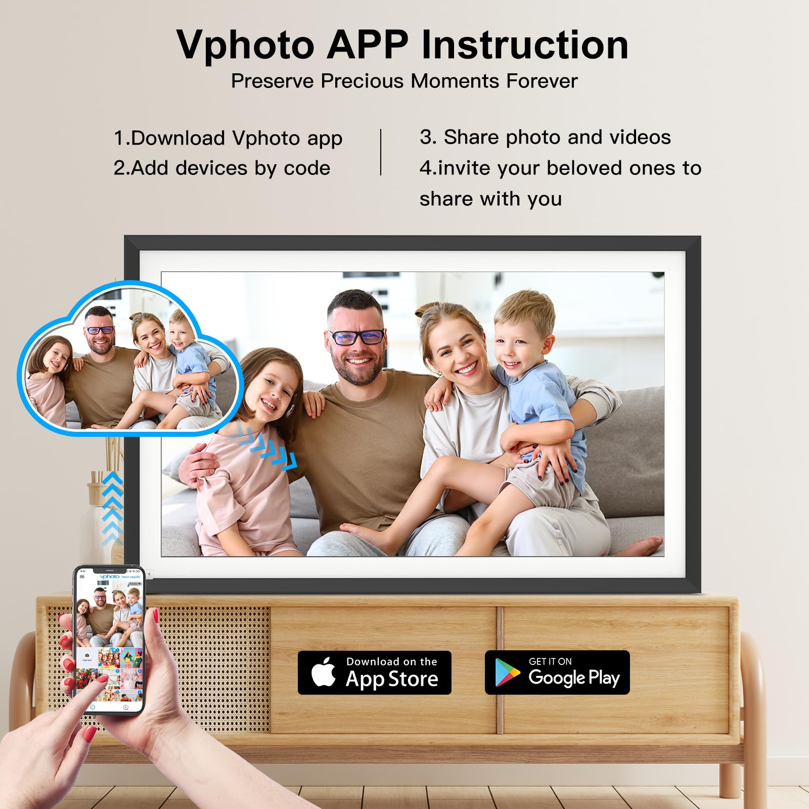 Large Digital Picture Frame 15.6-Inch-Wifi-Photo-Frame - 1920*1080 Fhd Touch Screen Digital Frame, 32Gb, Tabletop&Wall Mounted,