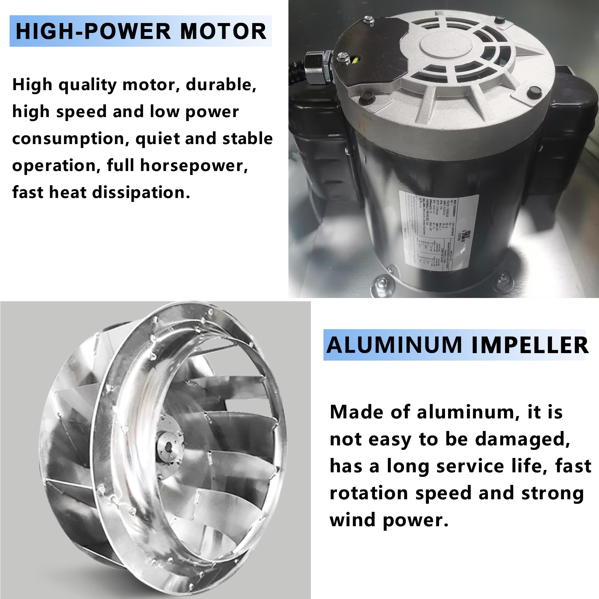 Ficbxra Restaurant Canopy Hood Grease Rated Exhaust Fan  Truck Exhaust Fan High Speed Direct Drive Centrifugal Upblast Exhaust F