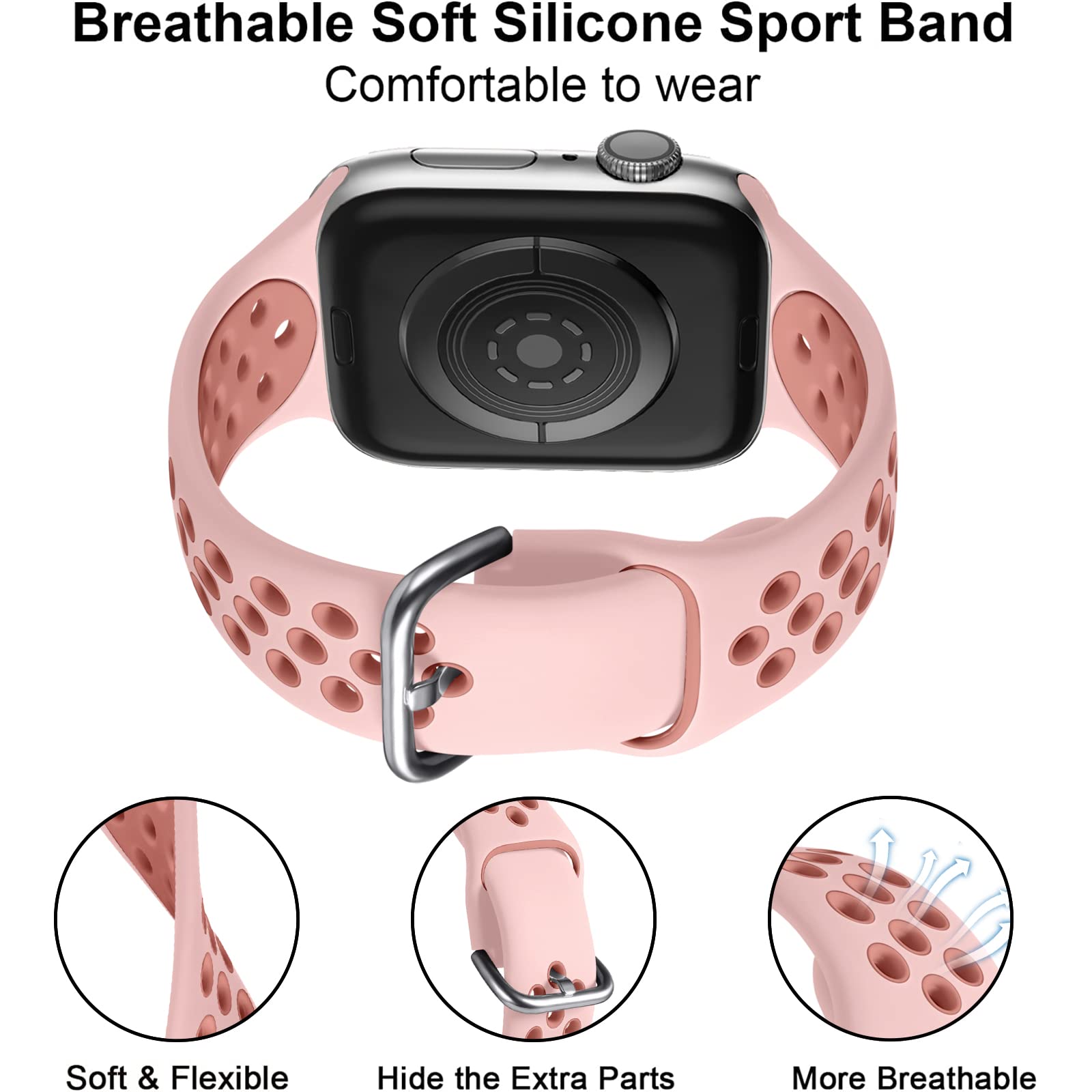 Lerobo 3 Pack Bands Compatible With Apple Watch 44Mm 45Mm 42Mm 49Mm 41Mm 38Mm 40Mm For Women Men,Soft Silicone Sport Band For Ap