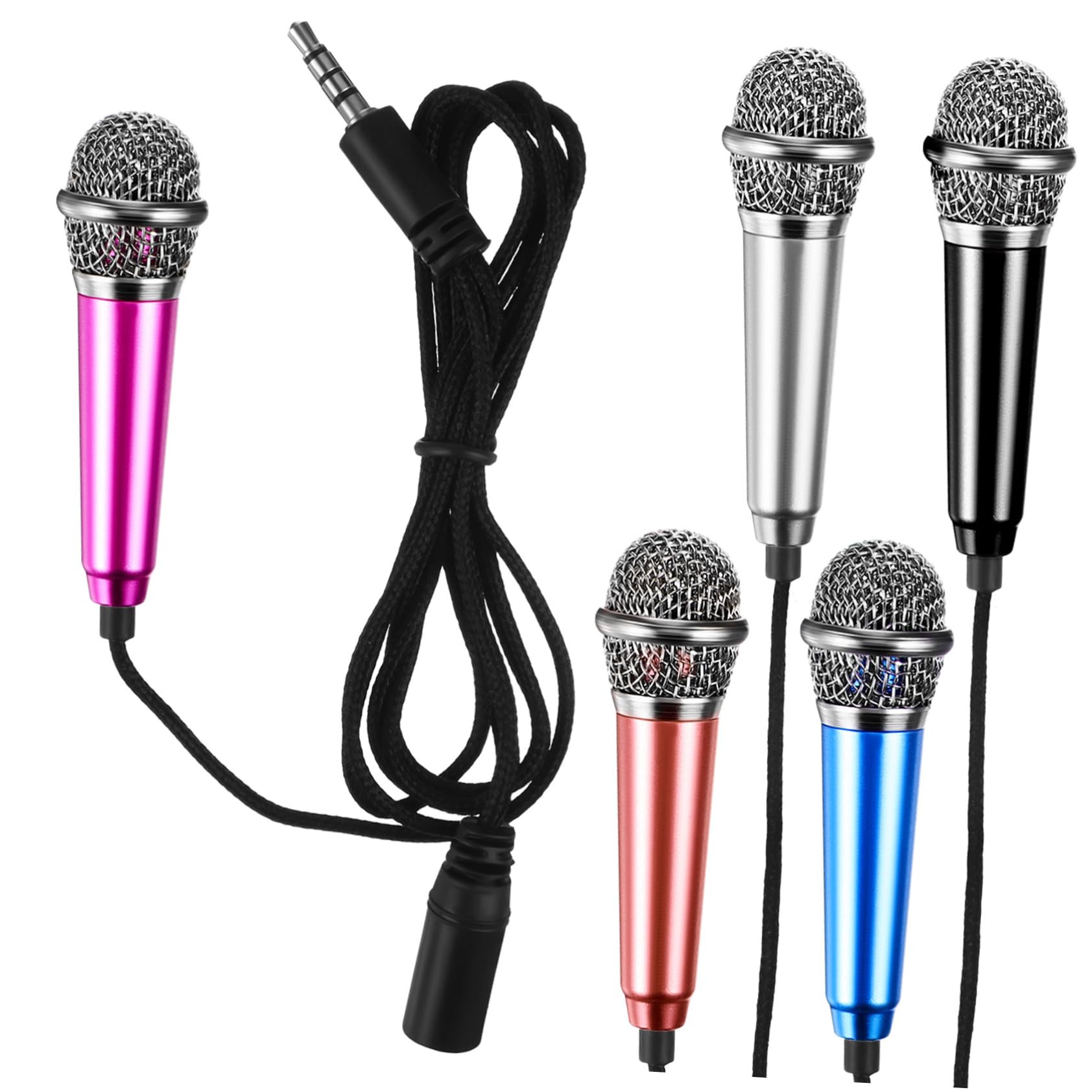 Hemoton 5pcs Mini Microphones Tiny Microphone Headset for Singing Recording Compatible Phone Type Boys and Girls Karaoke