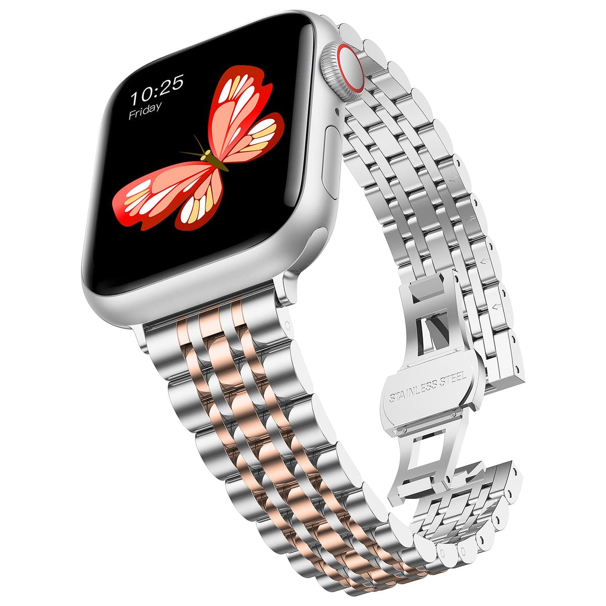 Baozai Thin Band Compatible With Apple Watch Band 41Mm 40Mm 38Mm, Women Slim Stainless Steel Metal Wristband For Apple Watch Ser