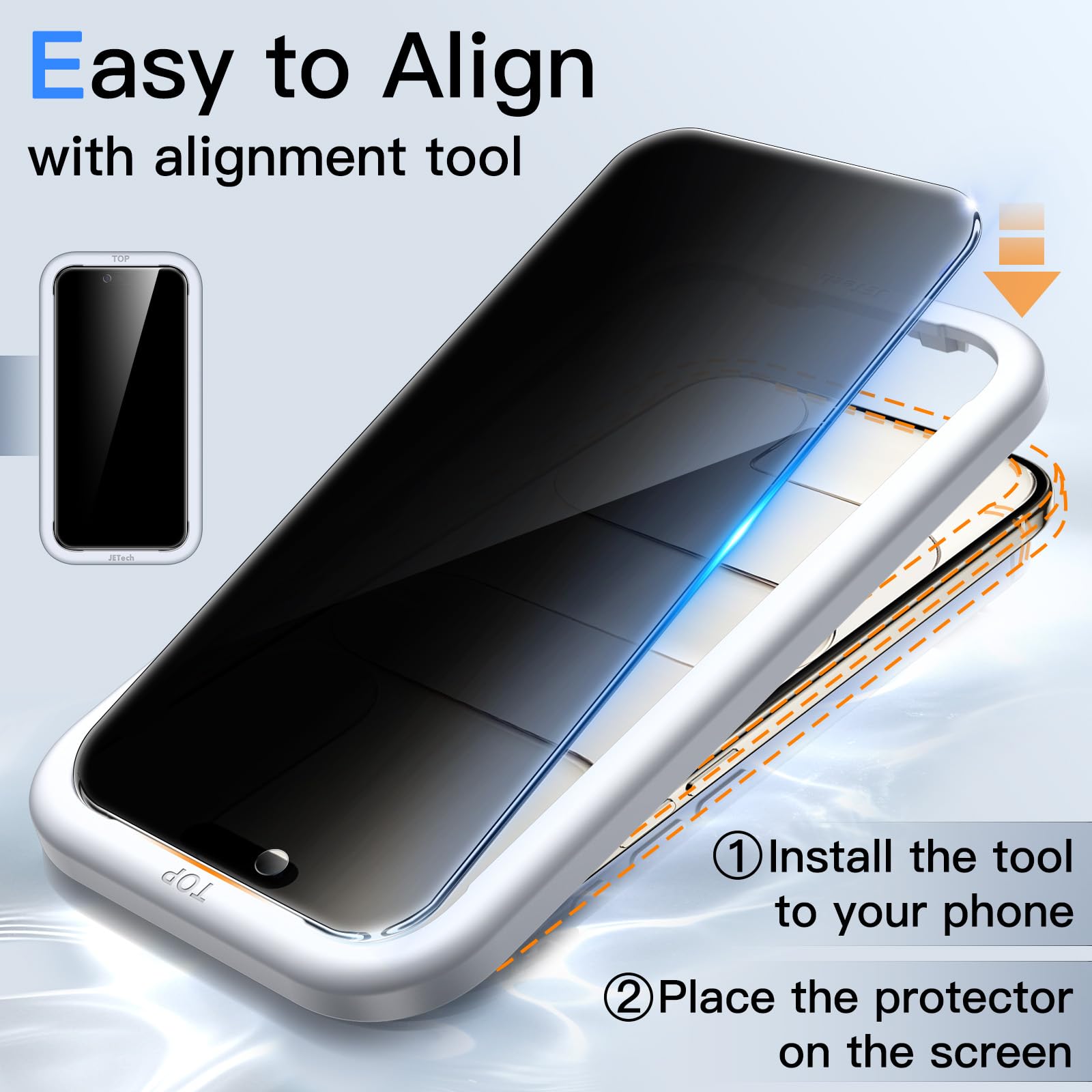 Jetech Privacy Screen Protector For Iphone 17 Air, Anti-Spy Tempered Glass Film With Easy Installation Tool, 6.5-Inch Display, 2