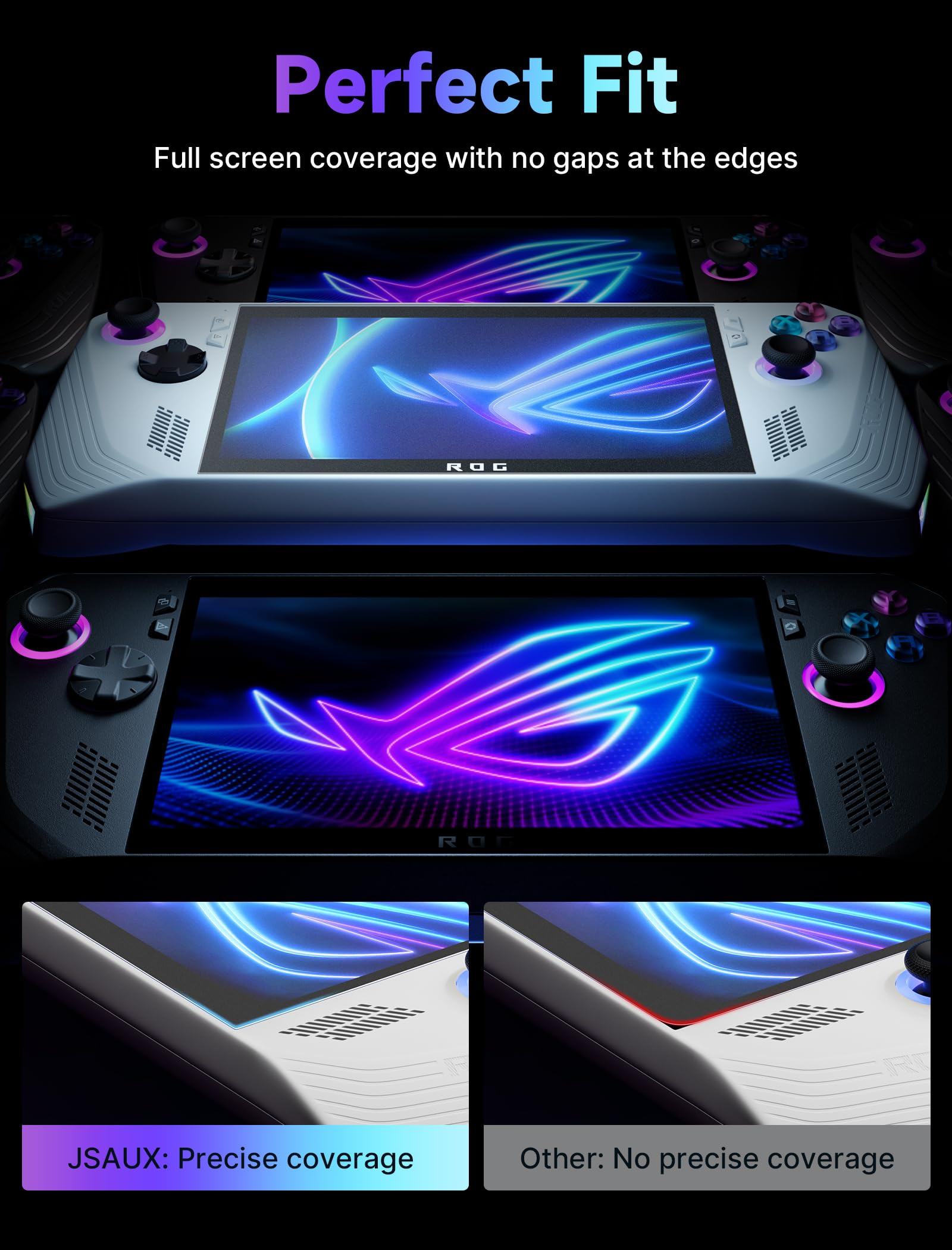 Jsaux Rog Ally Screen Protector 2 Pack, Anti Glare 9H Hardness Tempered Glass Screen Protector With Guiding Frame(Guiding Frame