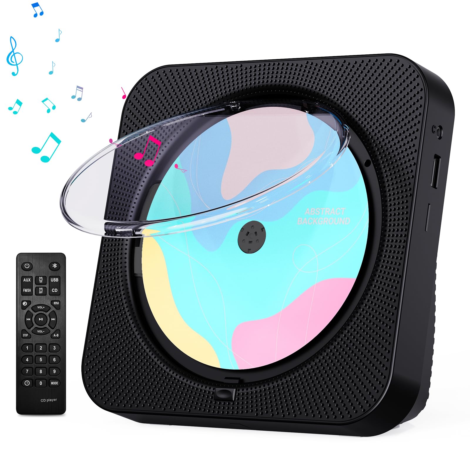 Cd Player Portable With Bluetooth 5.1Desktop Cd Player With Hifi Sound Speakers,Remote Control,Dust Cover,Led Display,Boombox Fm