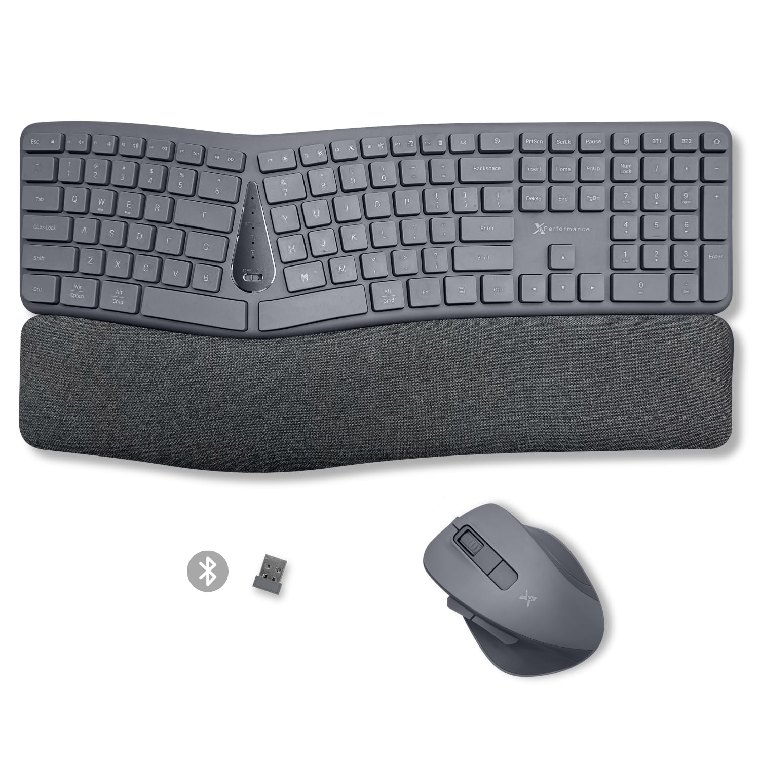 X9 Split Ergonomic Keyboard Mouse Wireless Combo - Type Comfortably Longer - 2.4G/Bluetooth Ergo Keyboard Mouse Wireless, Silent