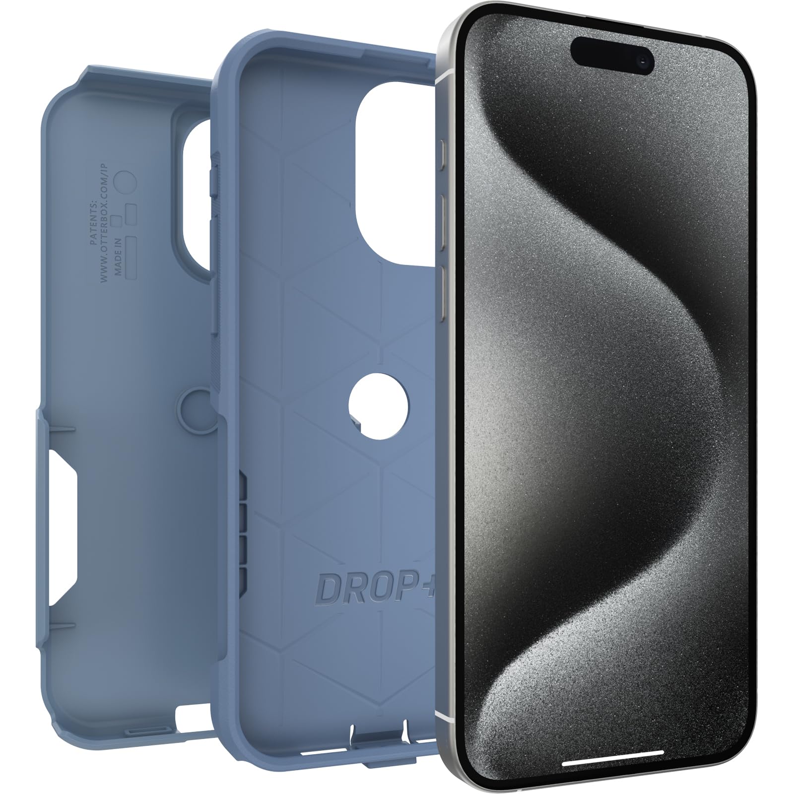 Otterbox Iphone 15 Pro Max (Only) Commuter Series Case   Crisp Denim (Blue), Slim & Tough, Pocket Friendly, With Port Protection
