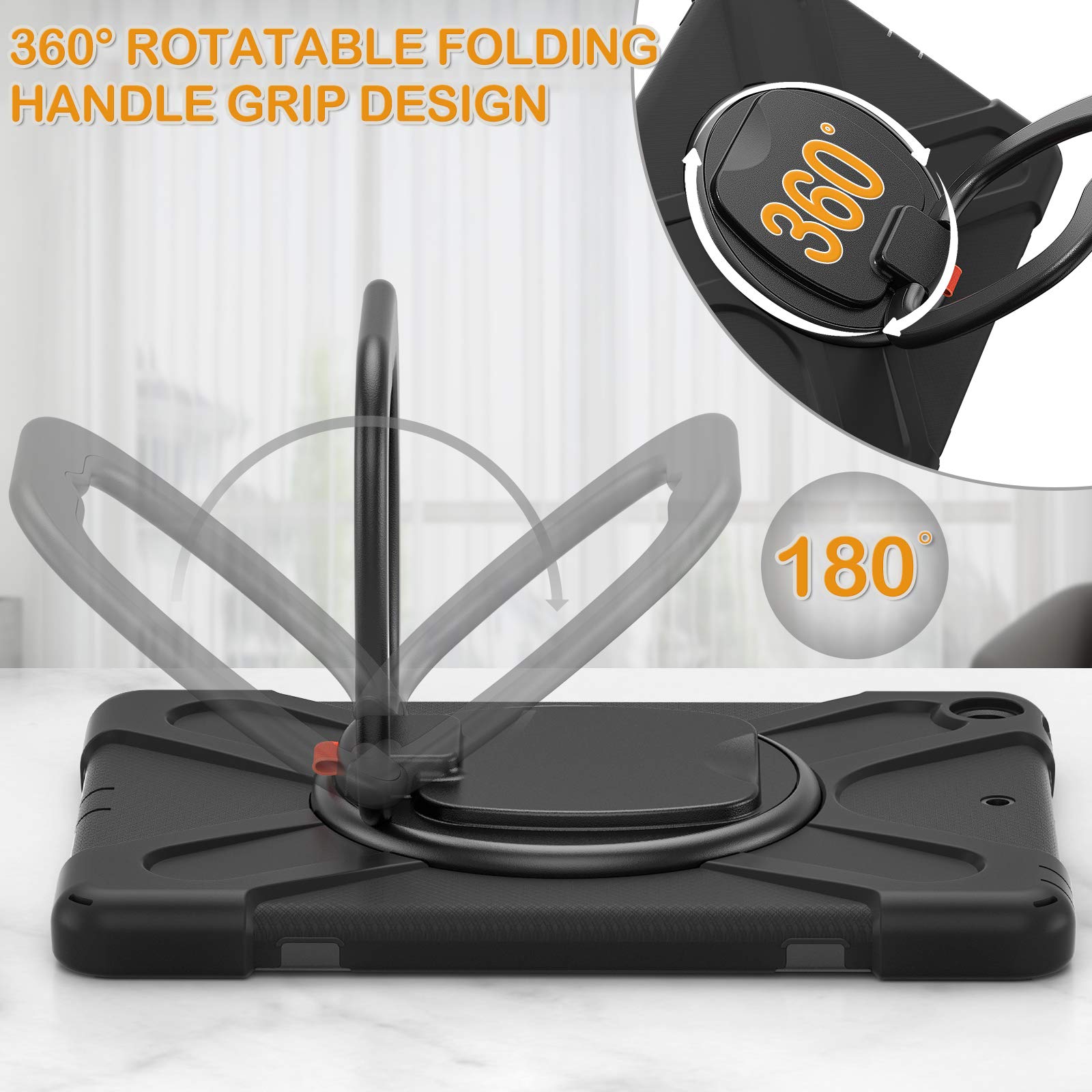 Braecn Case For 10.2 Inch 9Th/8Th/7Th Generation, Heavy Duty Silicone Case With Built In Screen Protector, Handle Grip, Kickstan