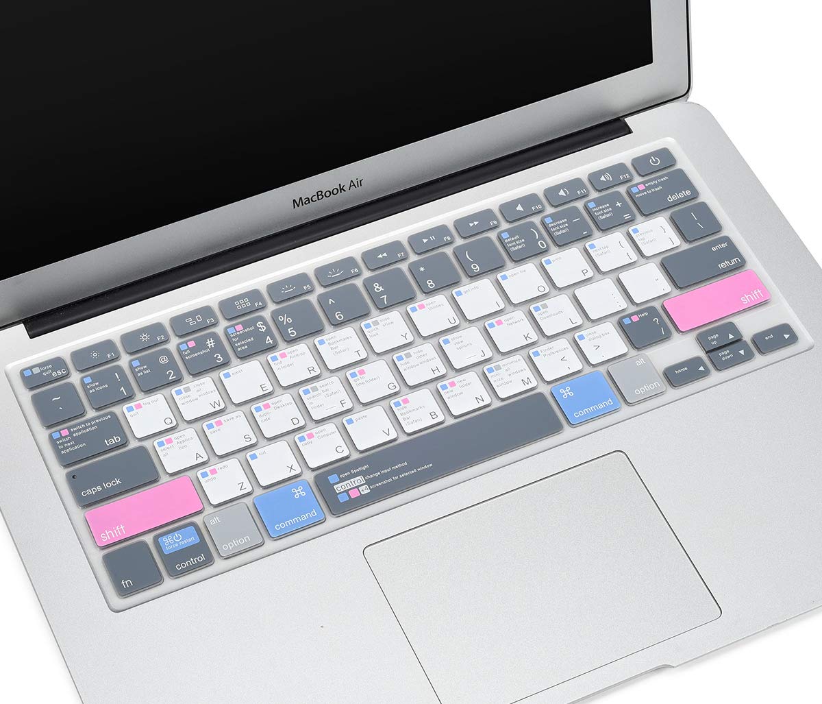 Casebuy Premium Mac Os Shortcut Keyboard Cover For Macbook Air 13 Inch 2010 2017 Model A1466 A1369 & 2015 Or Older Version Macbo