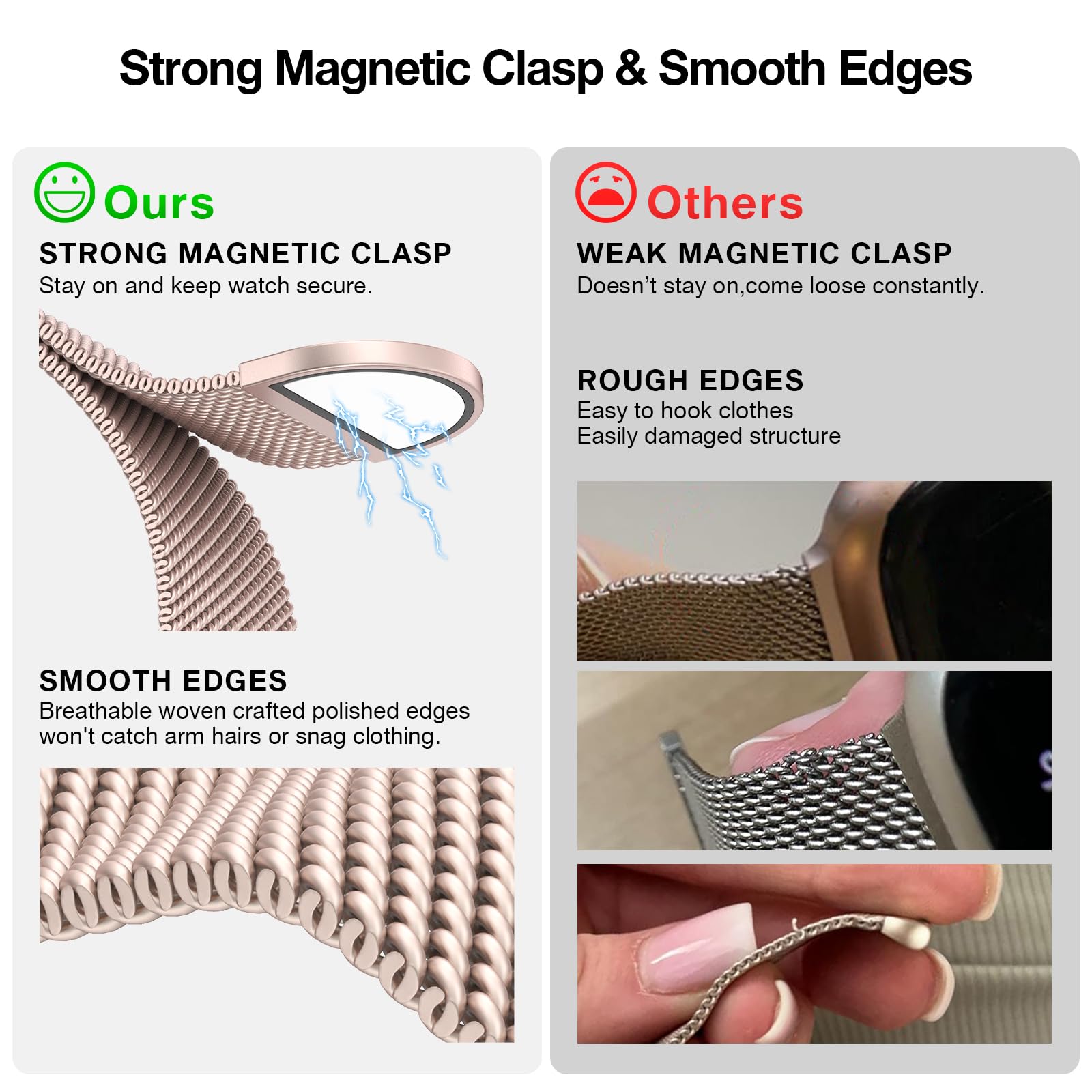 Belongme Mesh Metal Loop Compatible With Apple Watch Band 40Mm 41Mm 38Mm 42M Series Se 10 9 8 7 6 5 4 3 2 1 Women Men, Stainless