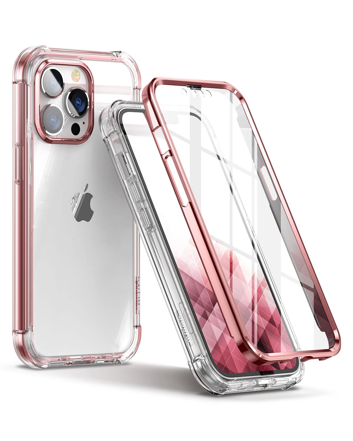 Suritch Compatible With Iphone 13 Pro Clear Case,[Built In Screen Protector] Full Body Protection Hard Shell+Soft Tpu Bumper Sho