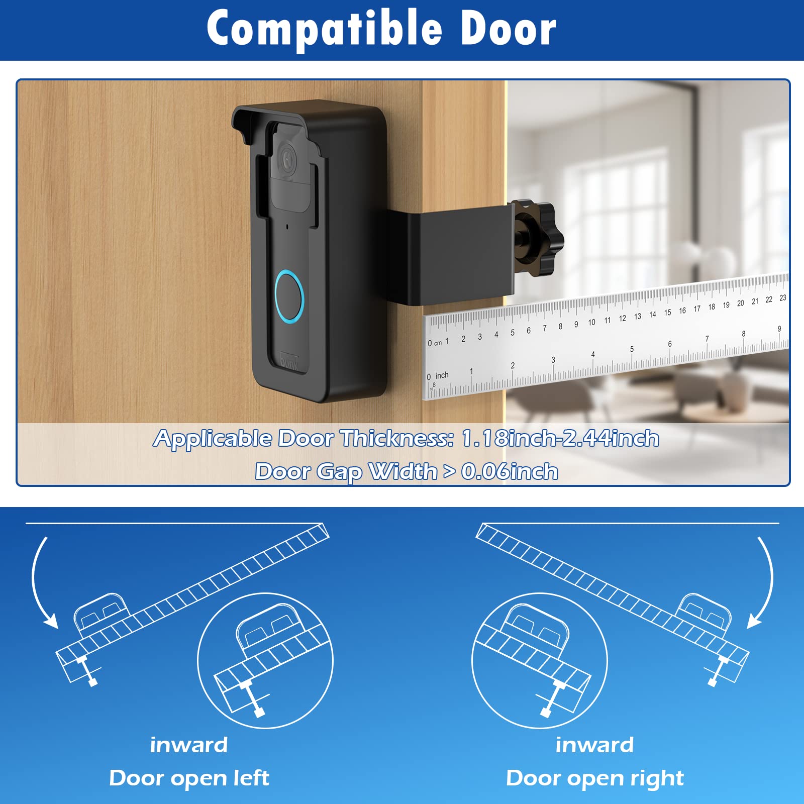 Mrount Anti Theft Blink Doorbell Camera Mount Compatible With Blink And Video Doorbell 4/3/3 Plus/2/1/(2020 Release), No Drill M