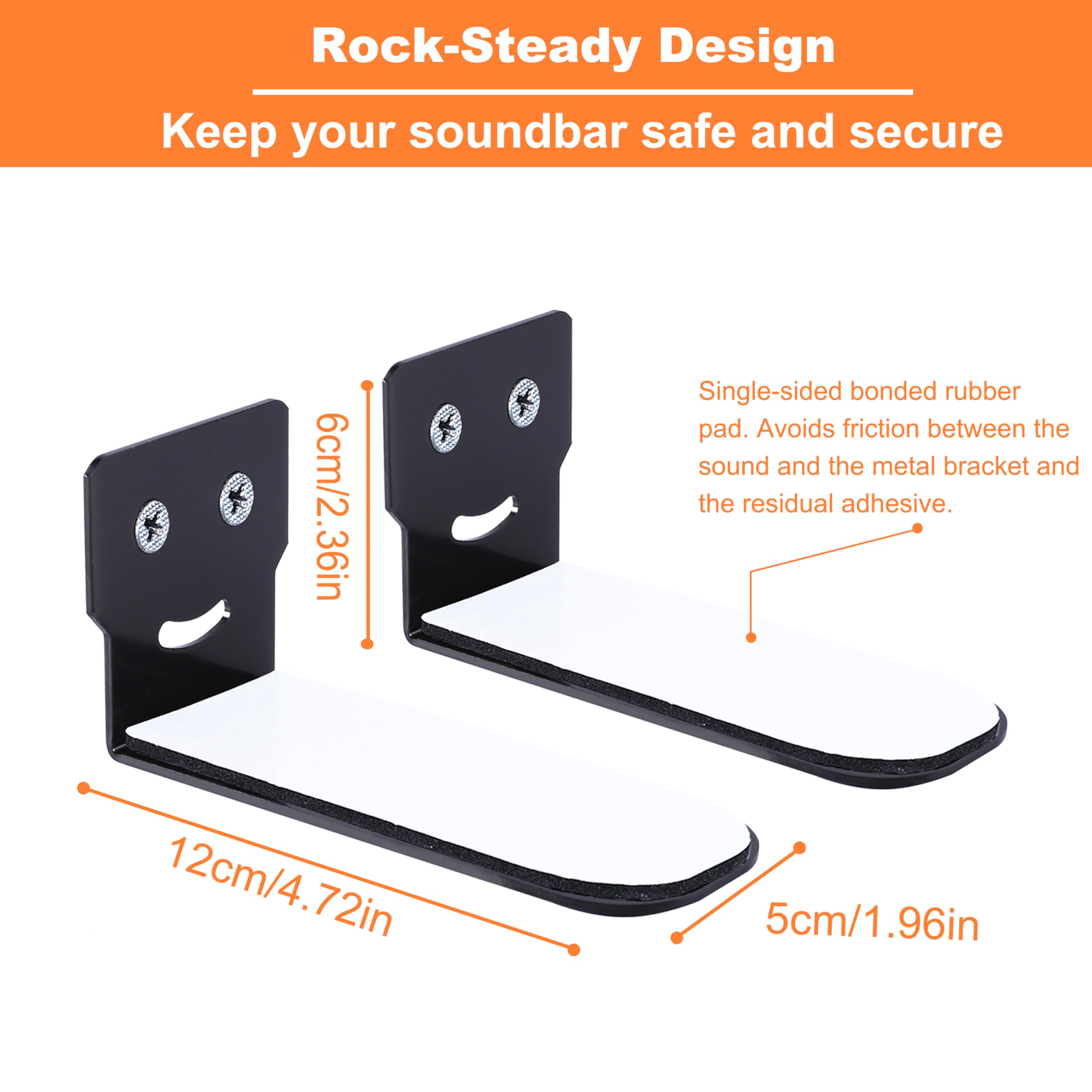 Suixing Universal Soundbar Wall Mount, Sound Bar Bracket For Most Of Soundbars Max 30 Lbs Anti-Drop Soundbar Wall Shelf(4.72 Inc