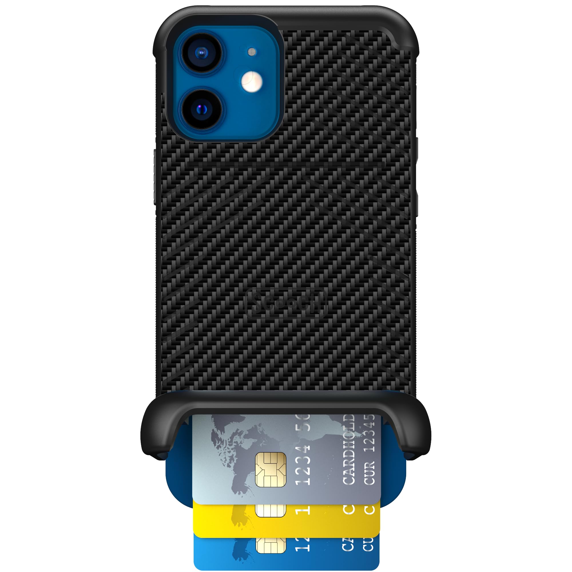 Scooch for iPhone 12/12 Pro Case with Card Holder, Wingmate Wallet Case with Hidden Card Slot and RFID Protection for 3 Cards, 1
