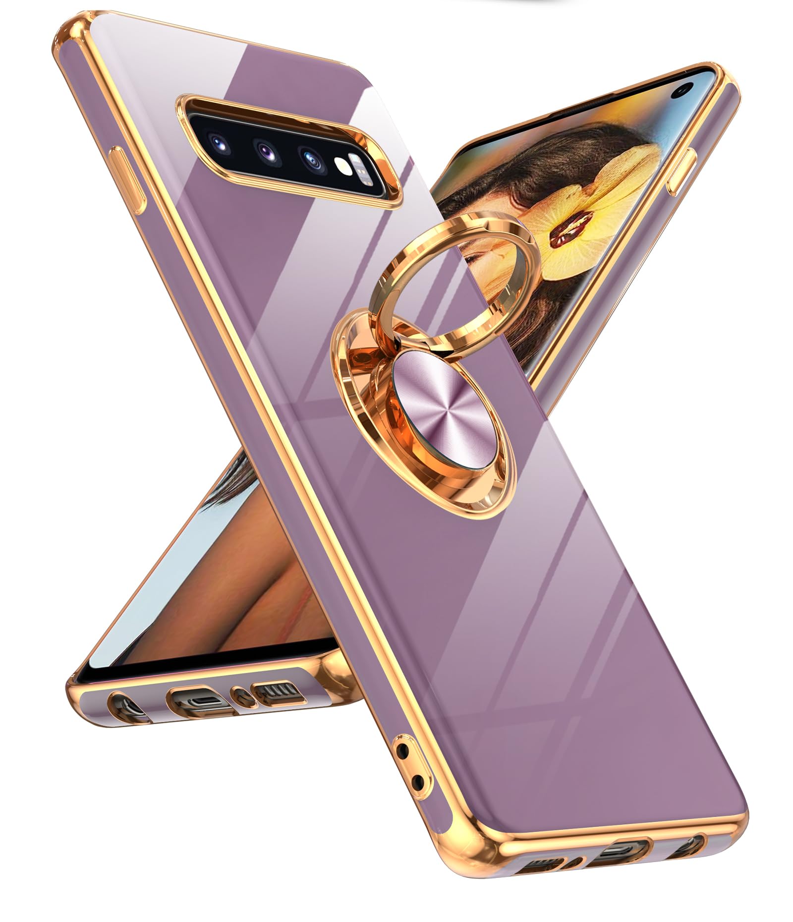 Leyi For Samsung S10 Phone Case: With 360 Rotatable Ring Holder Kickstand [Compatible With Magnetic Car Mount], Soft Tpu Shockpr