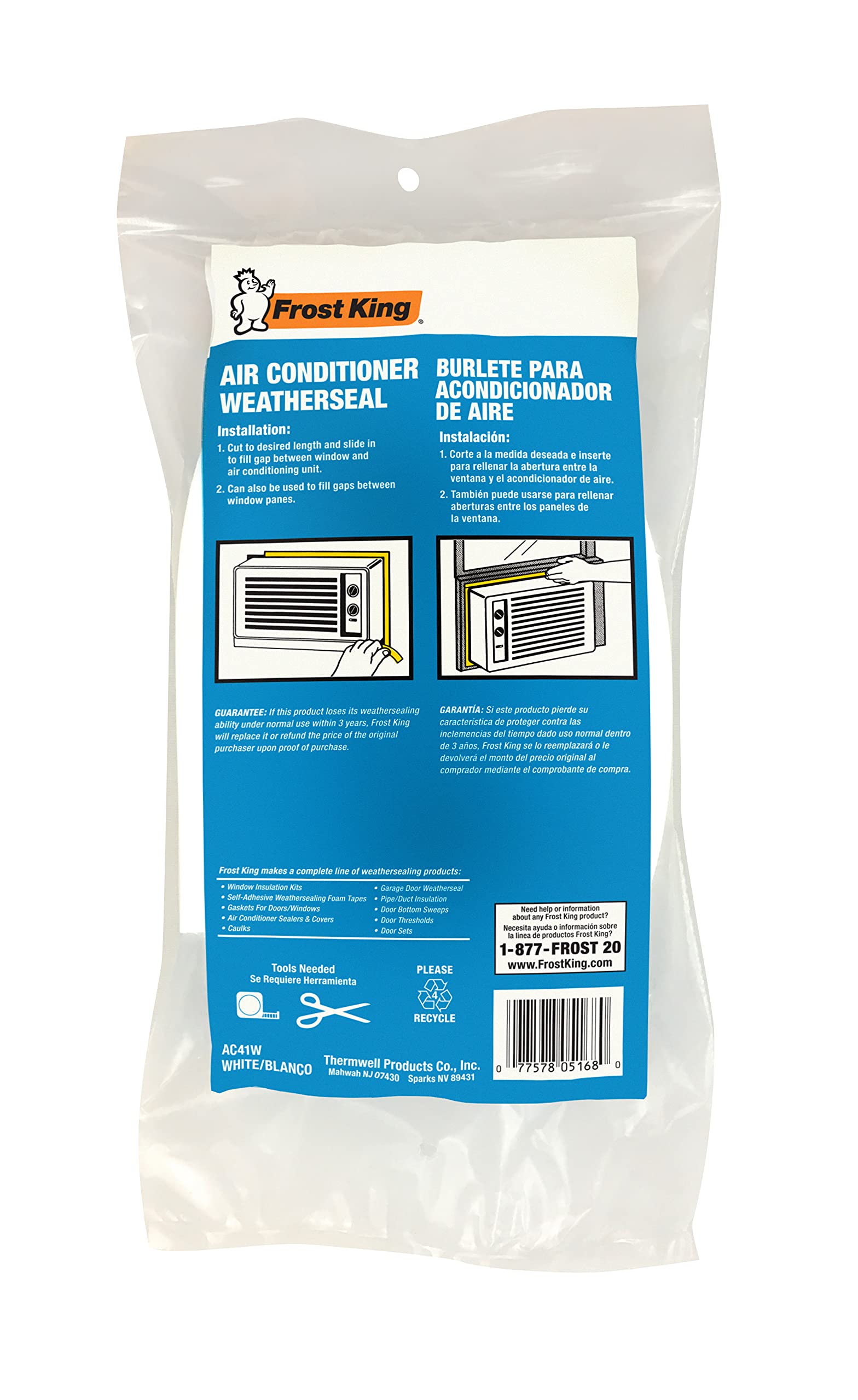 Frost King Ac41Wa Ac Foam Weather Seal, Heavy Duty 1 1/2'' W, 1/2'' T, 40'' L, White