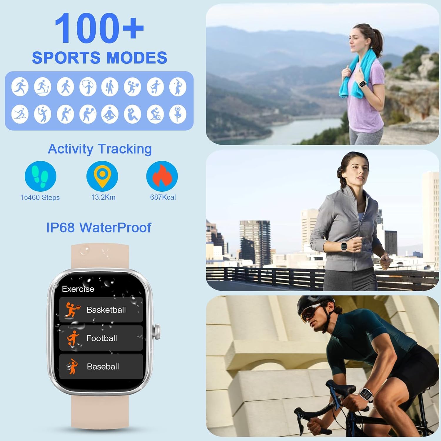 Smart Watch, 1.91 '' Hd Smartwatch For Men Women (Answer/Make Call), Fitness Tracker With 100+ Sport Modes, Ip68 Waterproof, Hea