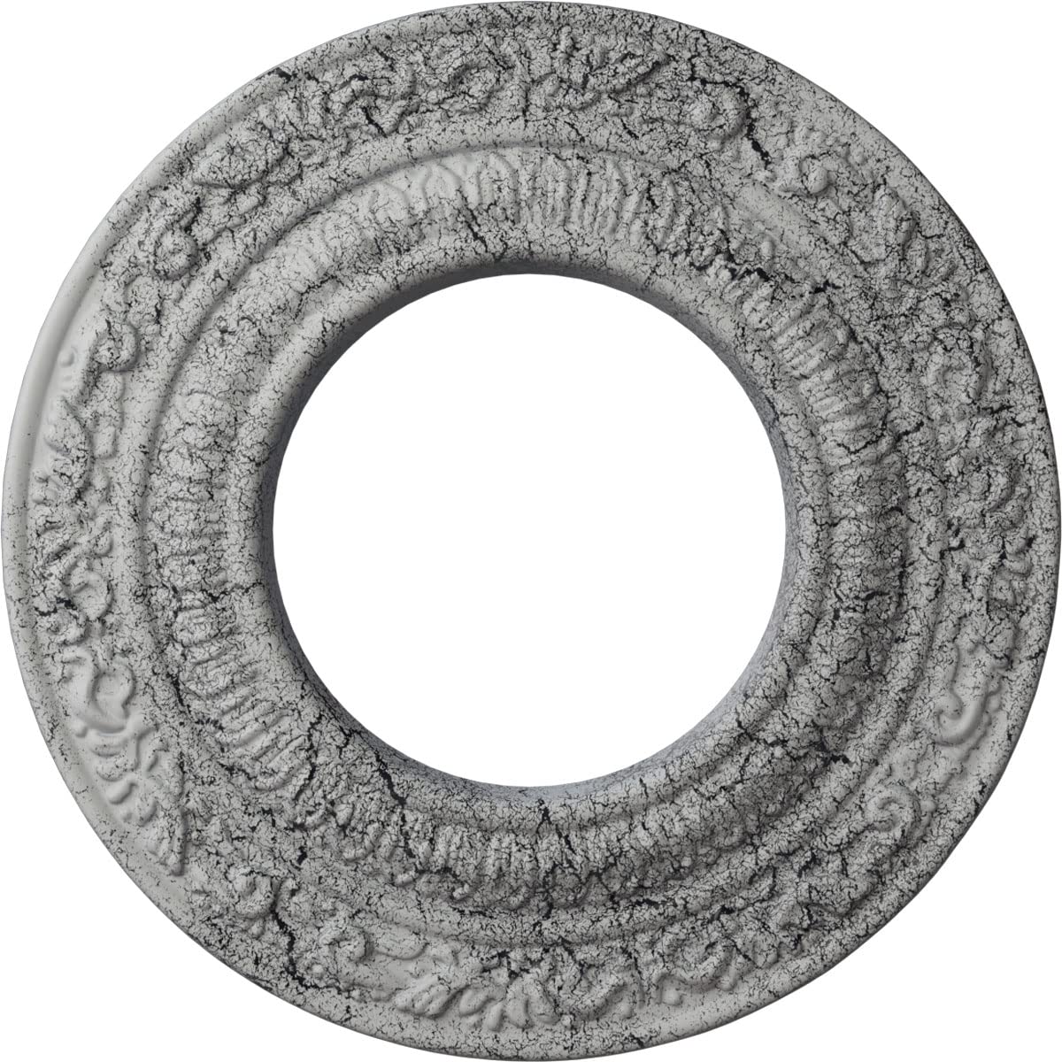 Ekena Millwork Cm08Aduwc Andrea Ceiling Medallion, 8 1/8''Od X 4 1/8''Id X 1/2''P, Hand Painted Ultra Pure White Crackle