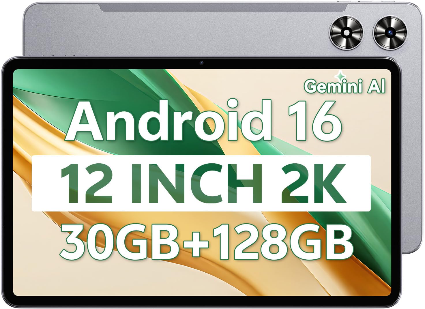 SVITOO 12 Inch Tablet, Android 16 Tablet 12 Inch Large Screen 2K Display, Octa-Core, 30GB RAM 128GB Storage 1TB Expandable, 13MP