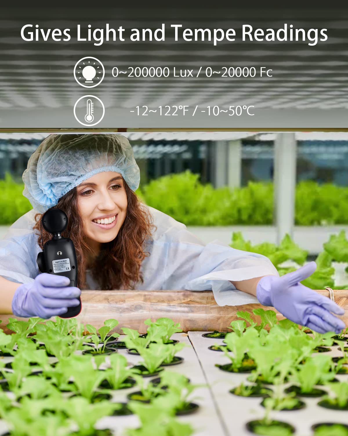 Wintact Digital Illuminance Light Meter Handheld With Thermometer Ambient, Lux Meter Range Up To 200,000 Lux, Photometer Light I