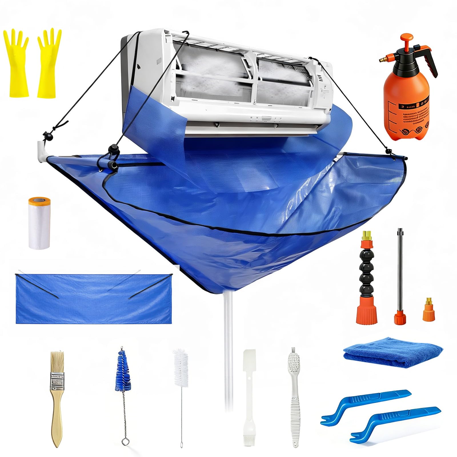 kikepilm Steel Tube Support Mini Split AC Cleaning Kit Bag with Newly Developed ThickCoated Waterproof Cleaning Cover, 2L High 