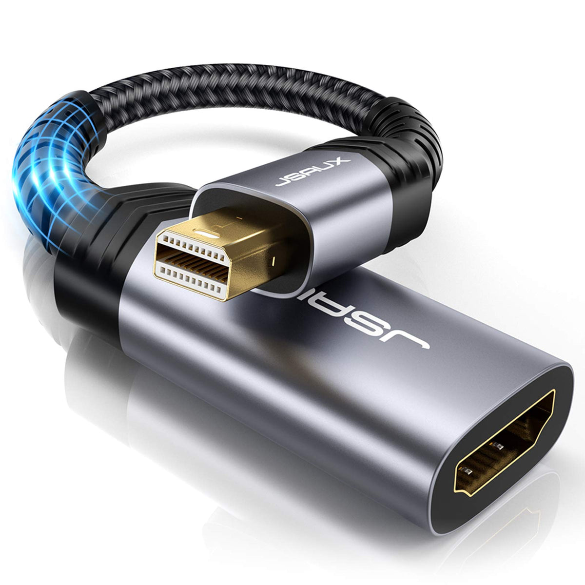 Mini Displayport To Hdmi Adapter, Jsaux Mini Dp (Thunderbolt) To Hdmi Adapter Nylon Braided Aluminum Shell Compatible With Macbo