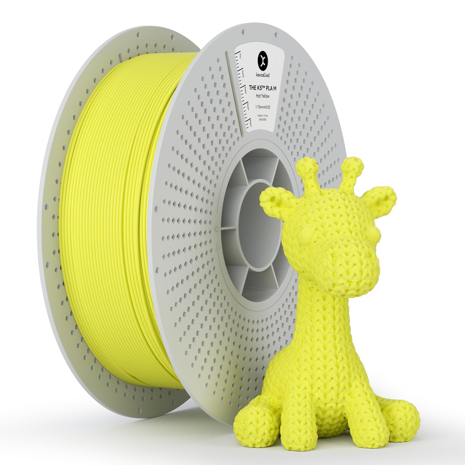 kexcelled Matte PLA Filament 1.75mm, Matte Fluorescent Yellow PLA 3D Printer Filament 1kg Spool (2.2lbs) with +/-0.03mm Accuracy