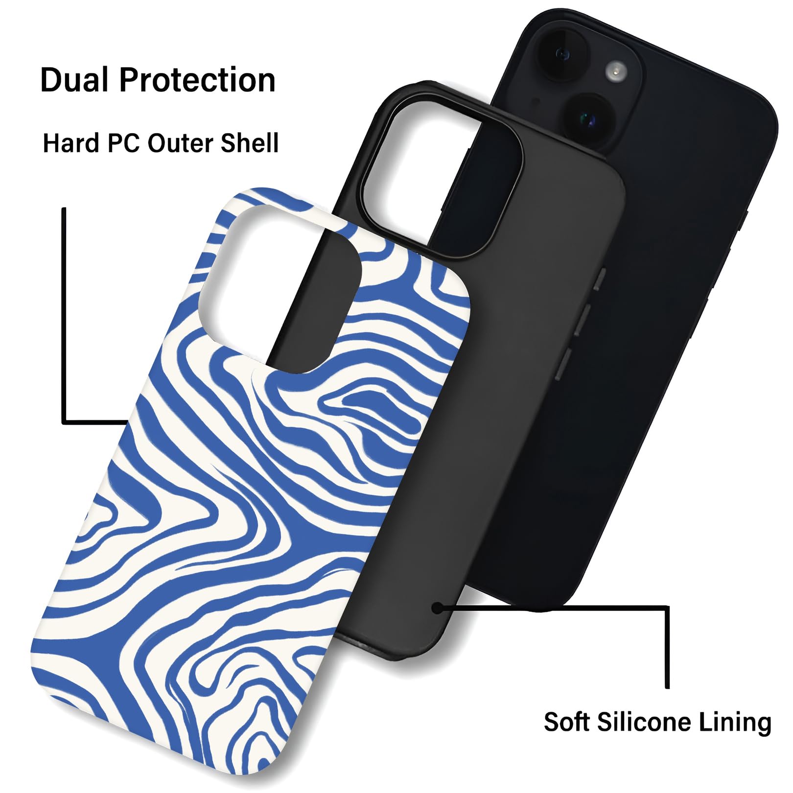 Zilkaifly For Iphone 12/12 Pro Case,Aesthetic Blue Ocean Wavy Design Phone Case For Woman,Cute Trendy Summer Phone Cases For Iph