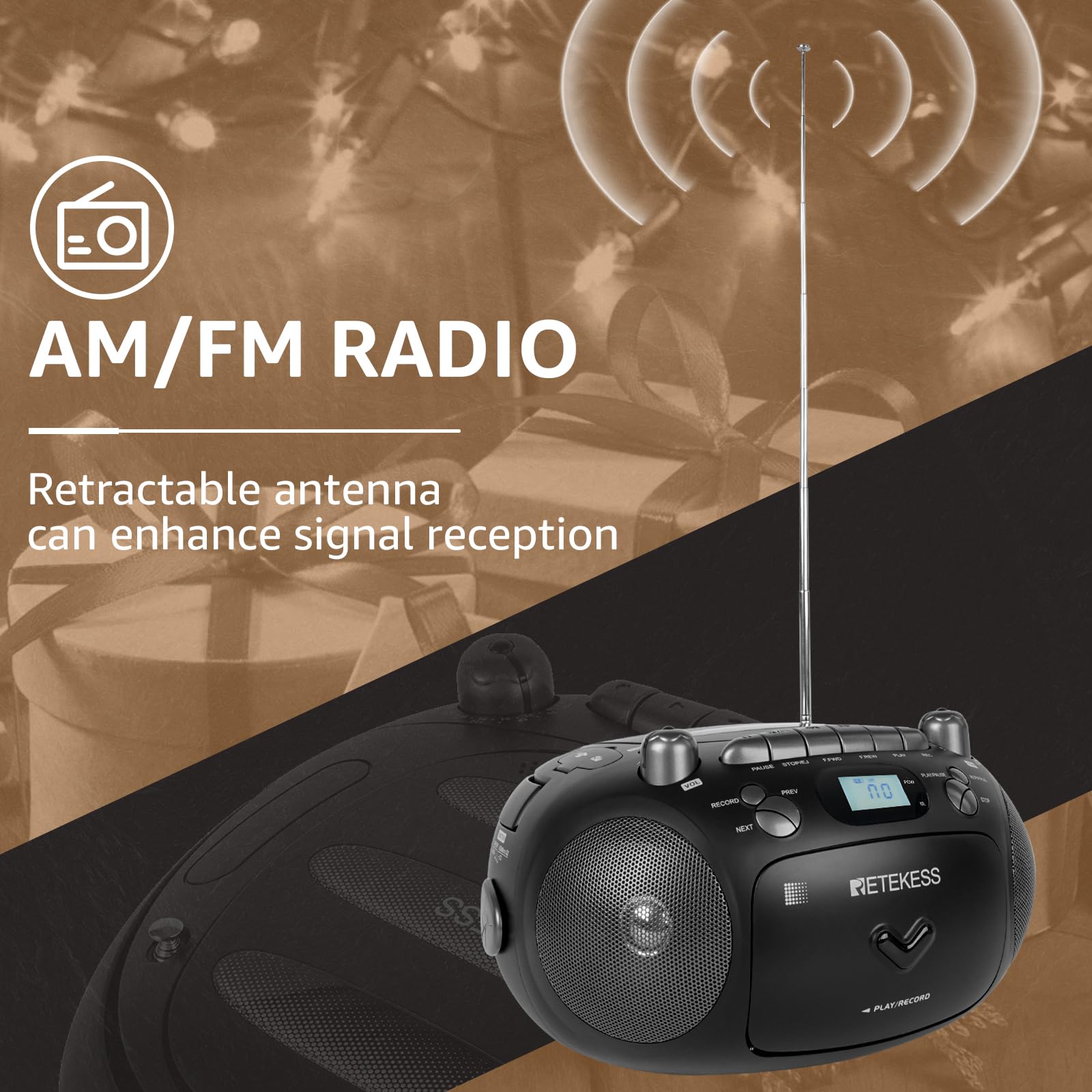 Retekess Tr630 Cassette Tape Player, Cd Boombox Radio, Portable Cd And Cassette Player Combo, Recording Transcription, Usb, Micr