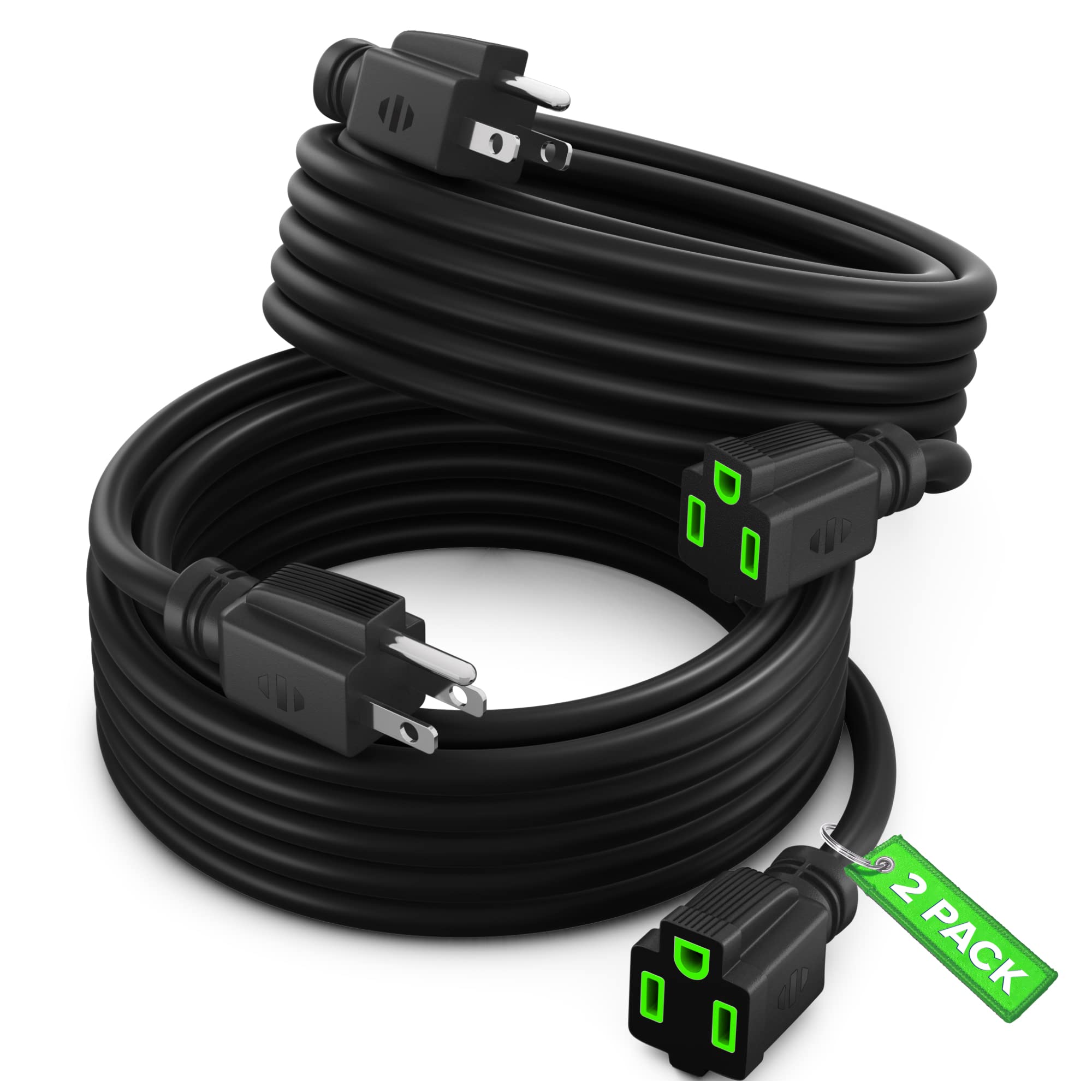 Maximm Extension Cord 10 Ft Black (2 Pack) Power Cords Indoor/Outdoor 16 Gauge Wire Heavy Duty Etl Listed (10Ft)