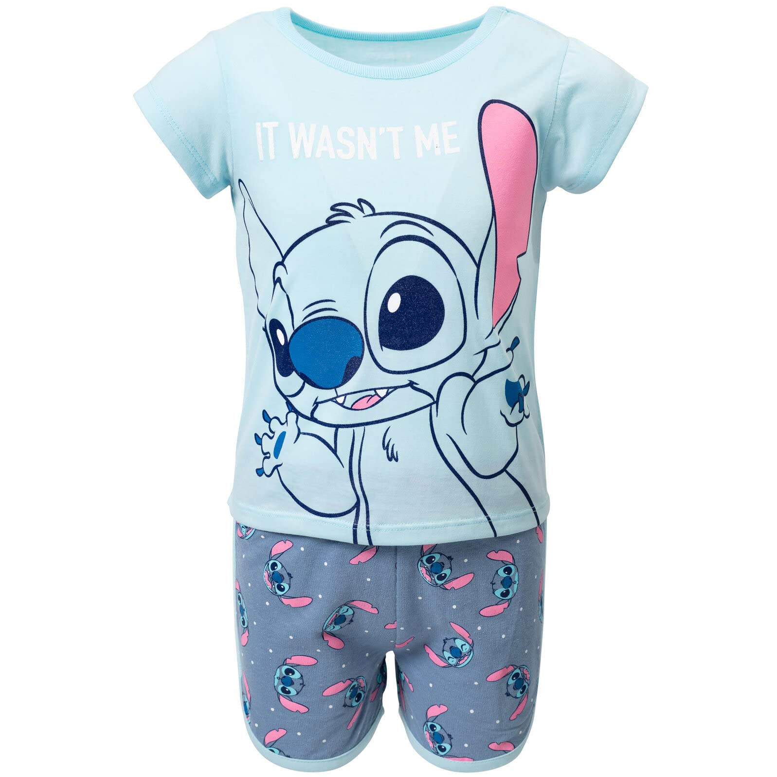 Disney Lilo & Stitch Big Girls T Shirt And French Terry Shorts Outfit Set Blue 10 12