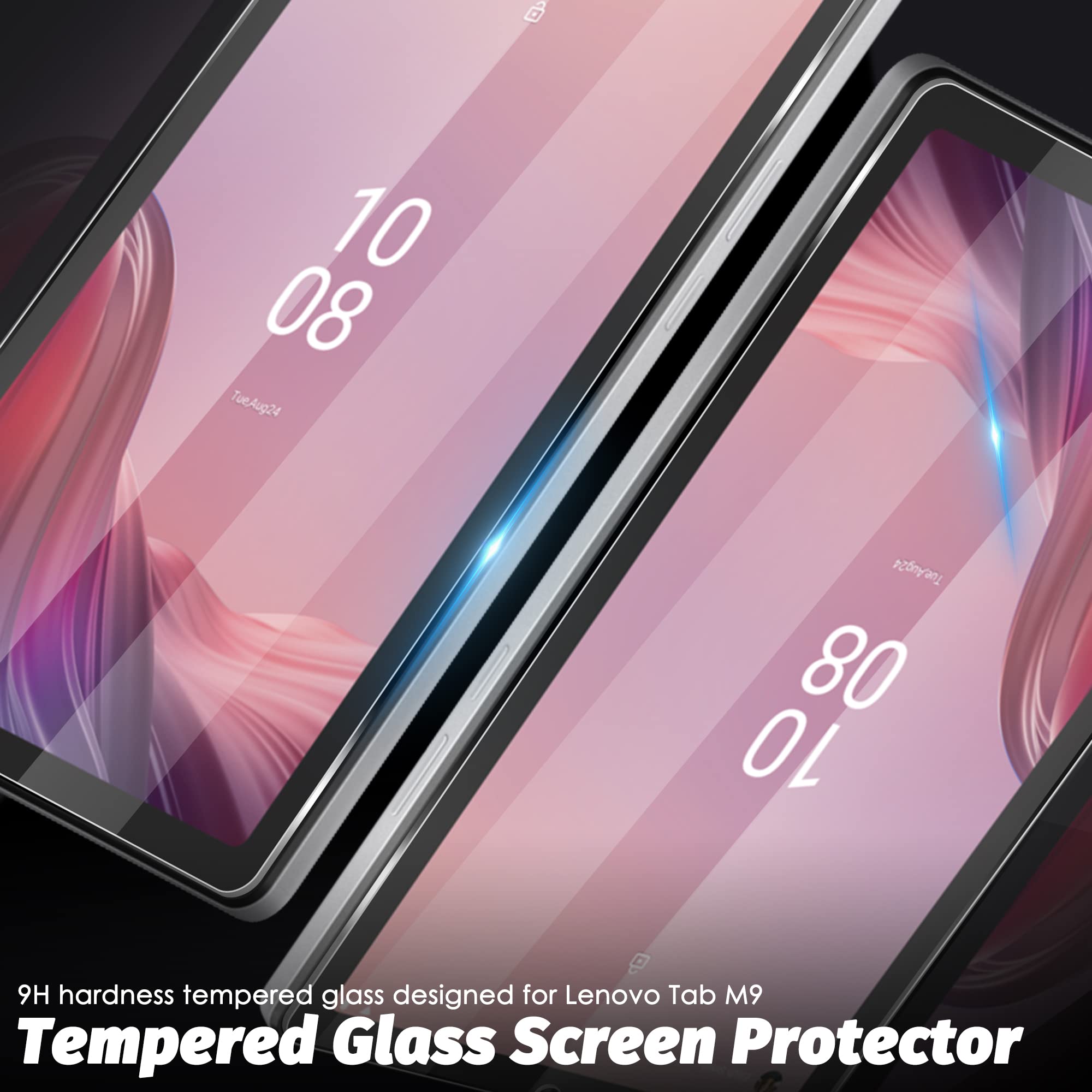 Orzero (3 Pack) Compatible For Lenovo Tab M9 (9 Inch) Tempered Glass Screen Protector, Bubble Free 9 Hardness Hd