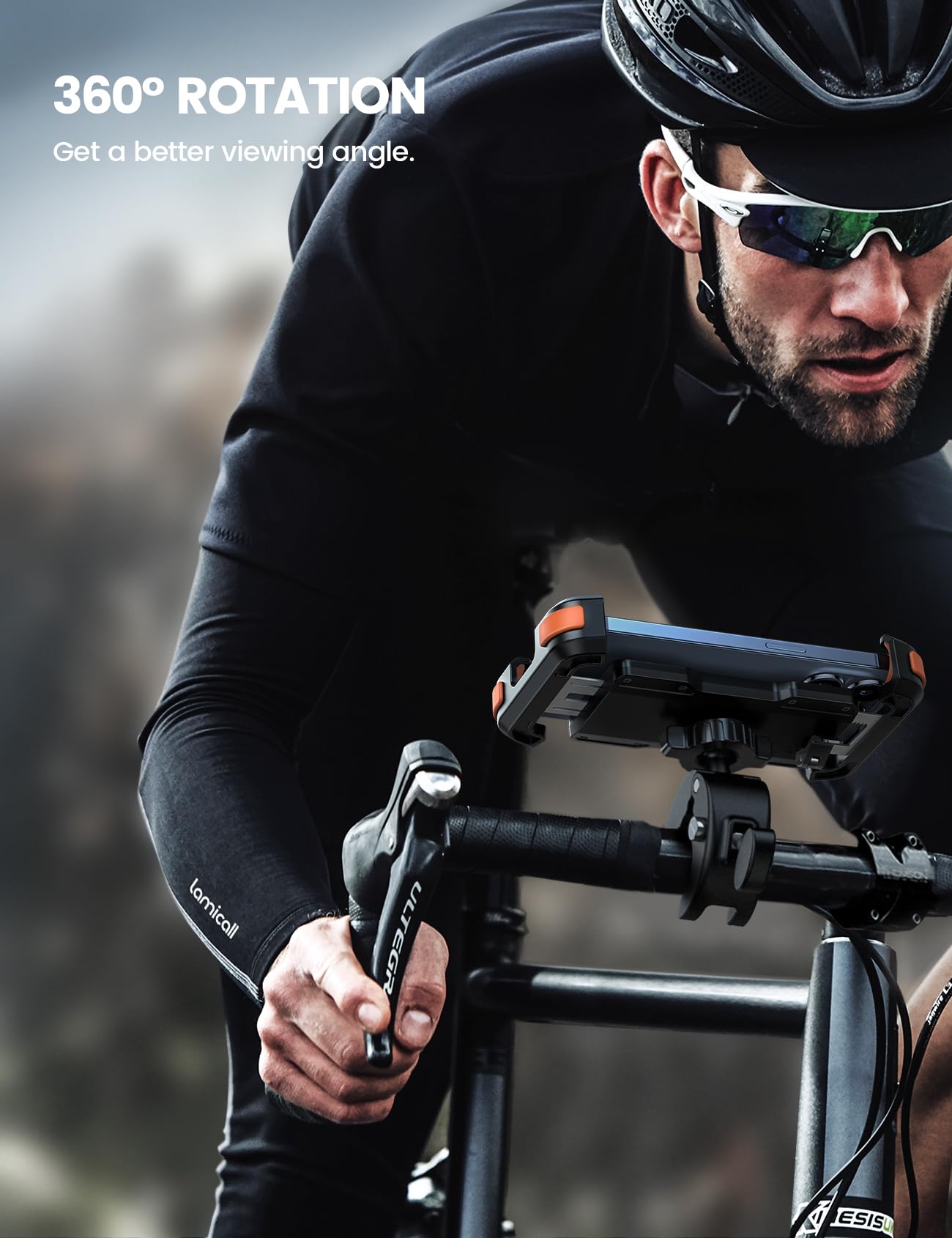 Lamicall Motorcycle Phone Mount, Bike Phone Holder   Upgrade Quick Install Handlebar Clip For Bicycle Scooter, Cell Phone Clamp