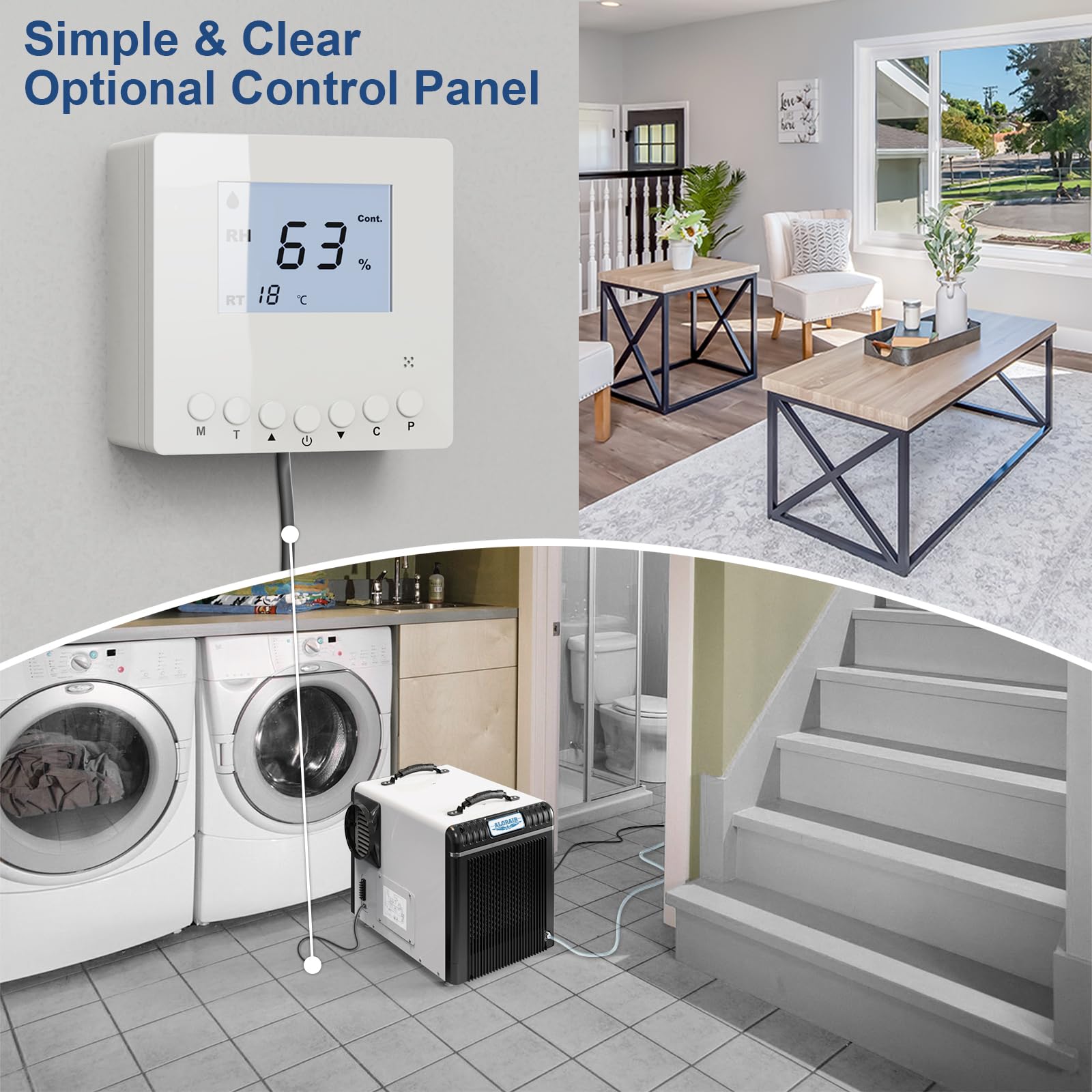 Alorair Basement/Crawlspace Dehumidifiers 198 Ppd (Saturation), 90 Pints (Aham), Condensate Pump, Auto Defrosting, Rare Earth Alloy Tube Evaporator