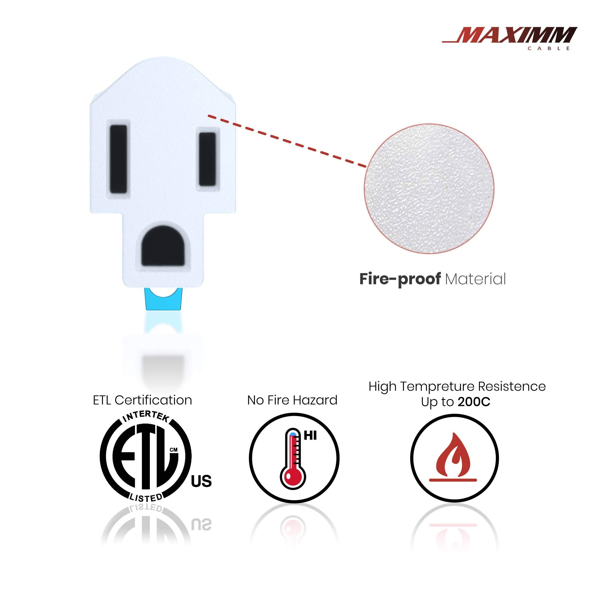 2 Prong To 3 Prong Outlet Adapter, Polarized Grounding Converter Etl Two Prong To Three Prongs Outlets 4 Pack White Etl Listed