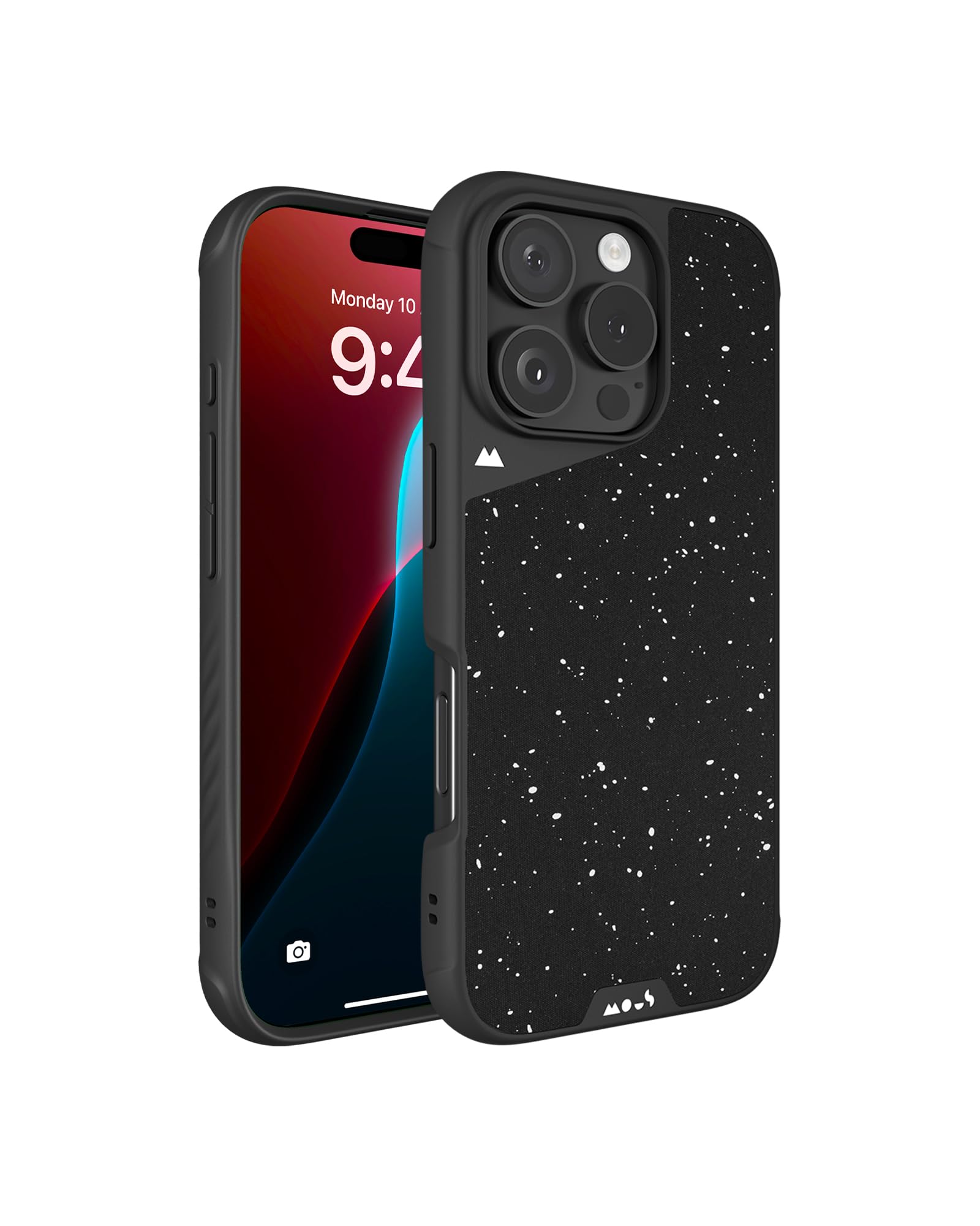 Mous For Iphone 16 Pro Max Case Magsafe Compatible   Limitless 6.0   Speckled Black Fabric   Protective Shockproof Phone Cover