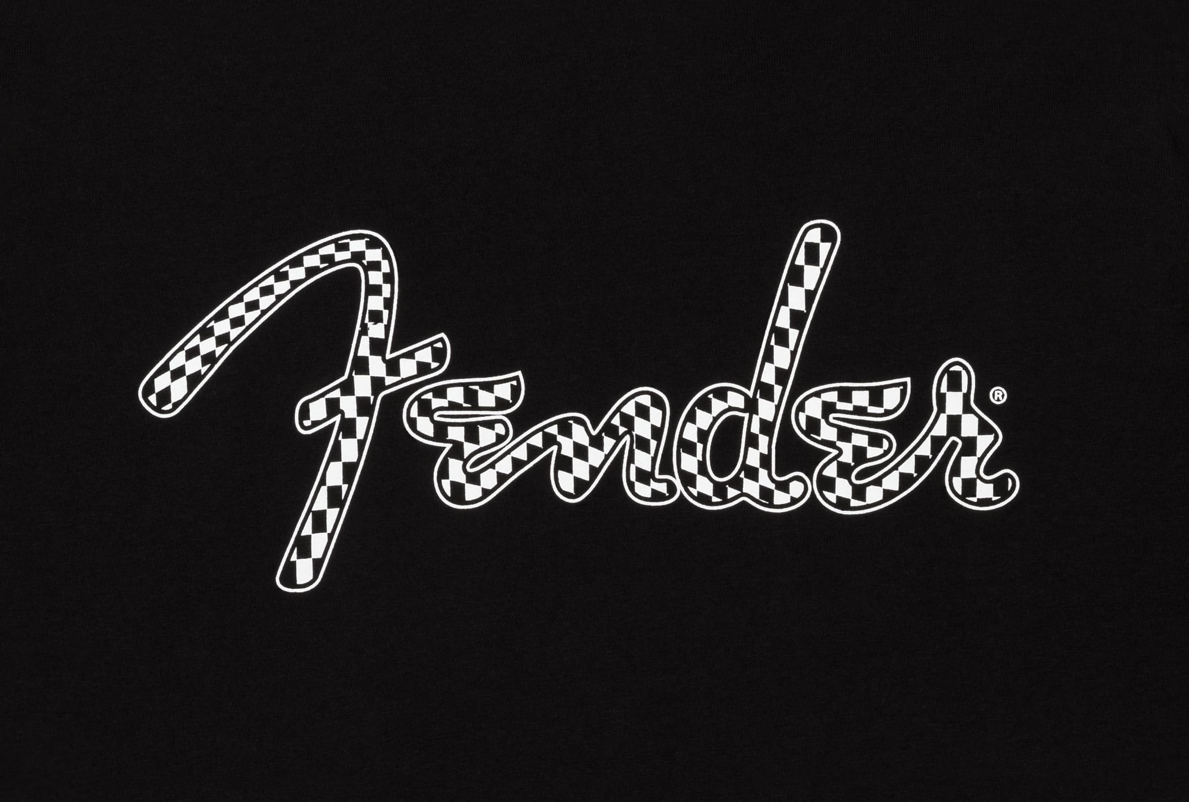 Fender Spaghetti Wavy Checker Logo T-Shirt, 100% Cotton, Black, Xxl Shirt