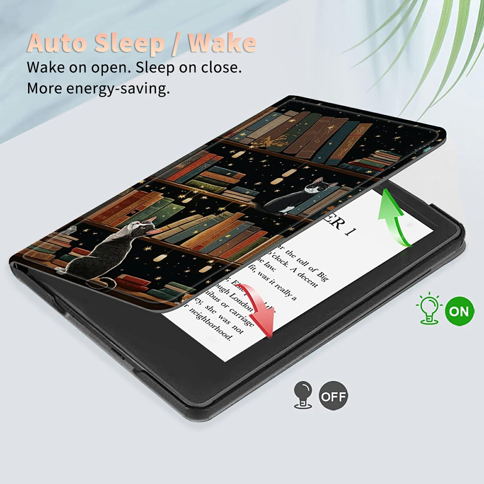 Cat Library Case For All New 6'' Kindle (11Th Generation, 2022 Release), Shockproof Pu Leather Folding Stand Slim Case With Auto