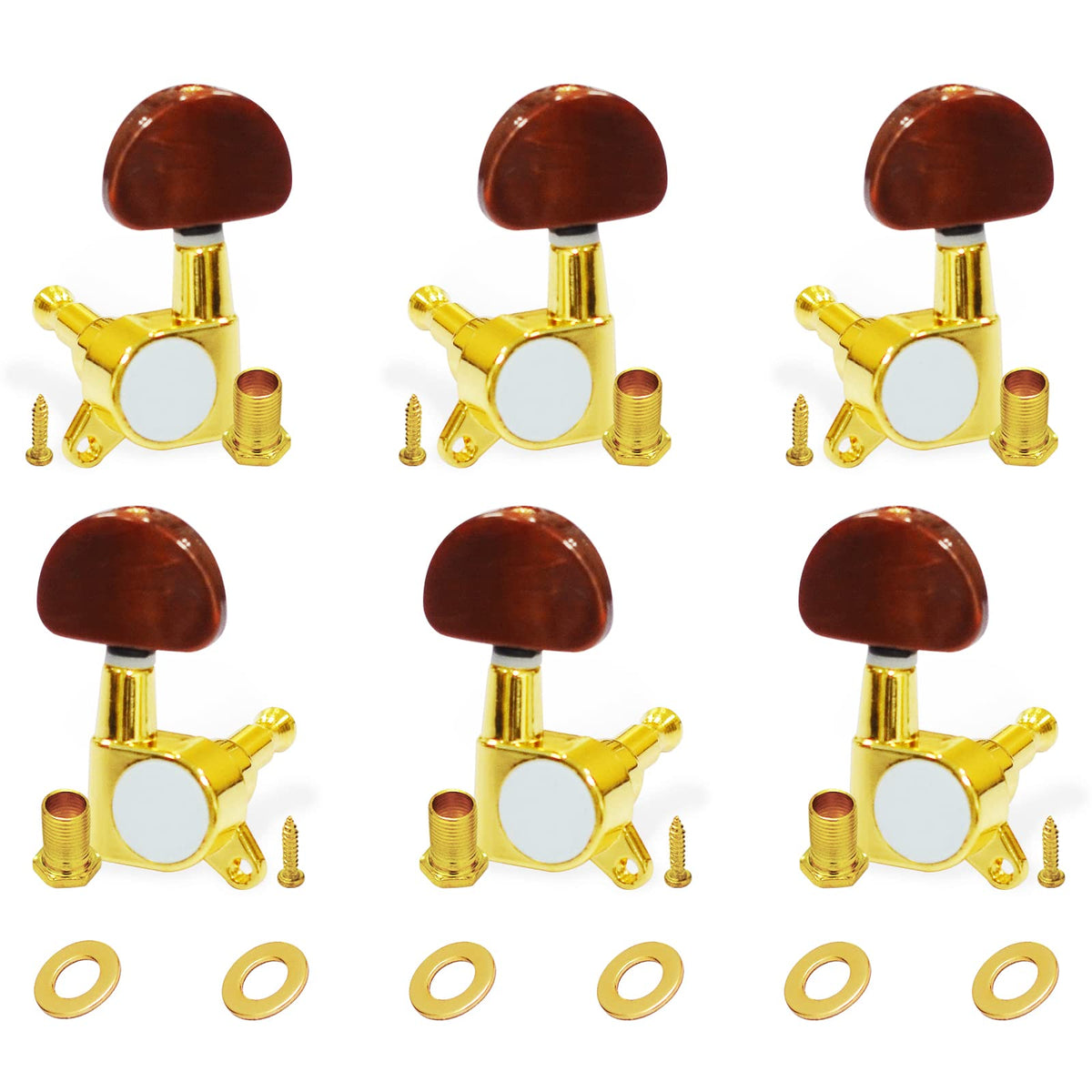 Saphue 6 Pieces 3L3R Guitar Tuner Pegs, Big Oval Button Sealed-Gear String Tuning Peg Tuner Machine Head For Acoustic Electric G