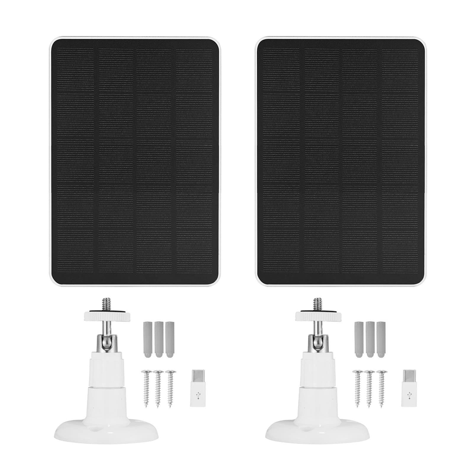 2 Pack Solar Panel For Outdoor Camera Micro Usb & Usb C Solar Panel Charger, 5V 6W 4W 3W Solar Panel For Security Camera Fit For